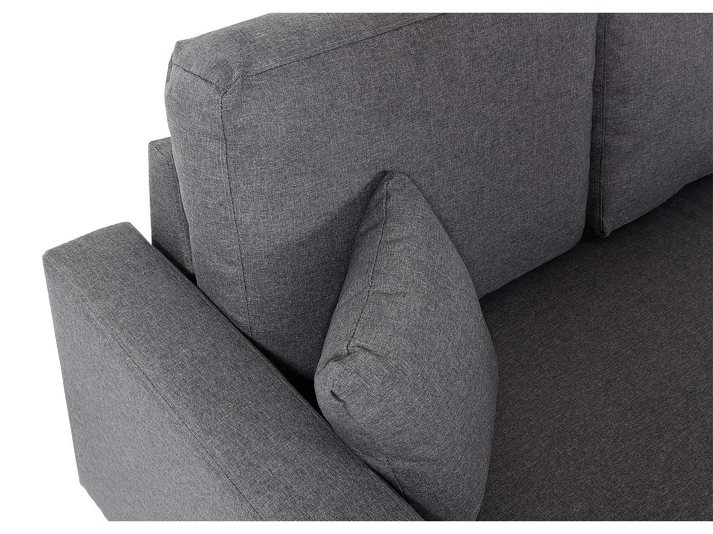 Divano letto angolare contenitore con penisola sofà reclinabile MCW-L17 legno tessuto ~ grigio scuro