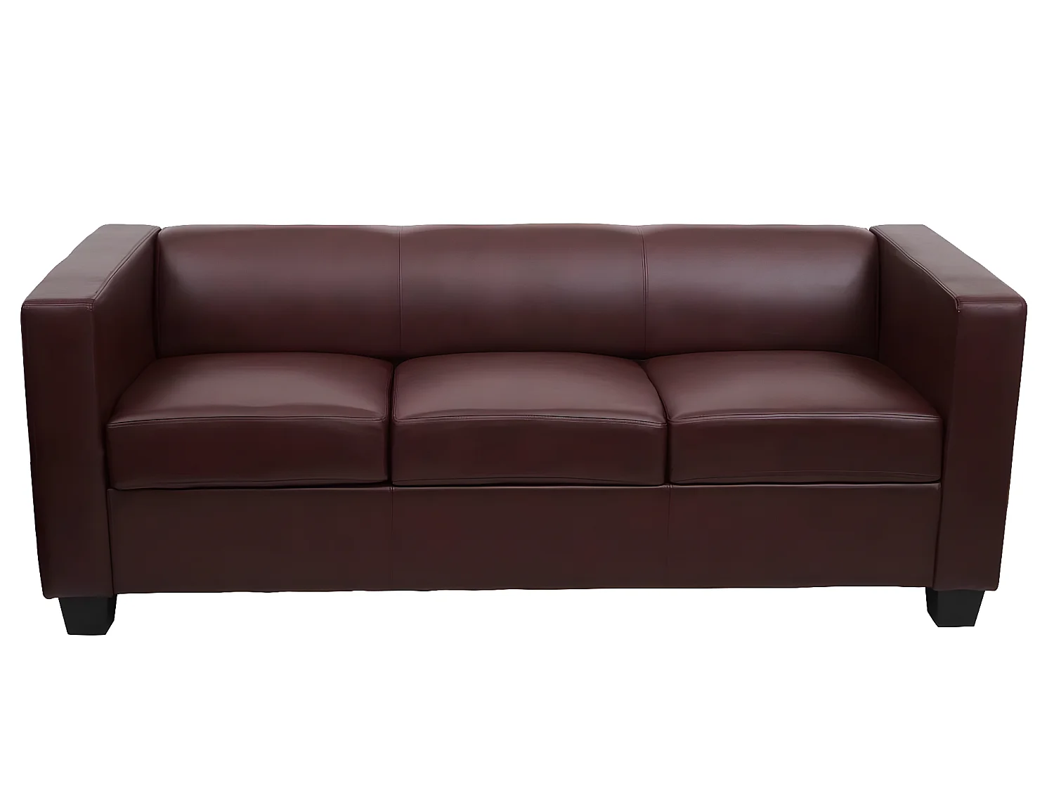 Sofa 3-osobowa Lille,  imitacja skóry, czerwono-brązowy