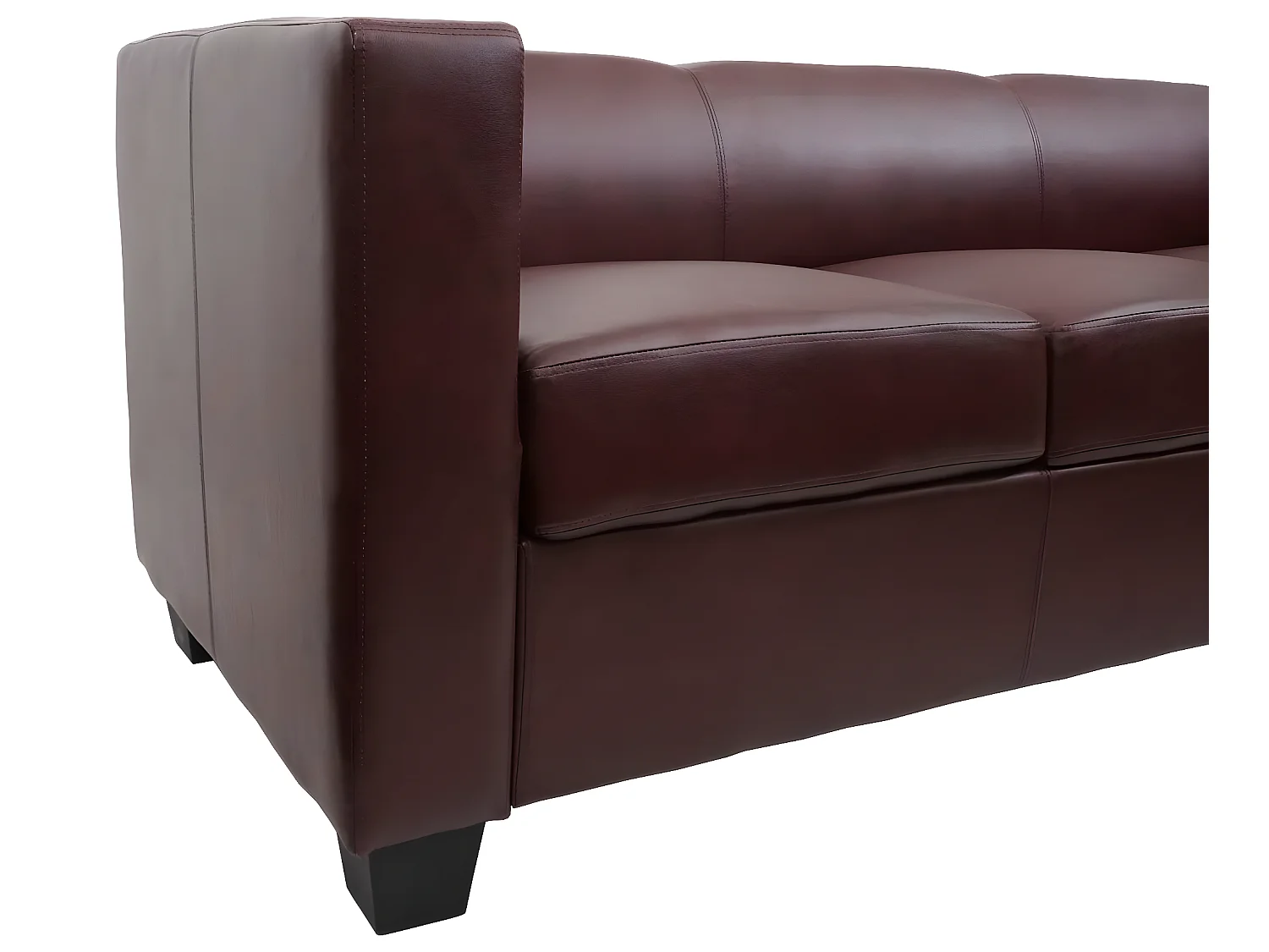 Sofa 3-osobowa Lille,  imitacja skóry, czerwono-brązowy