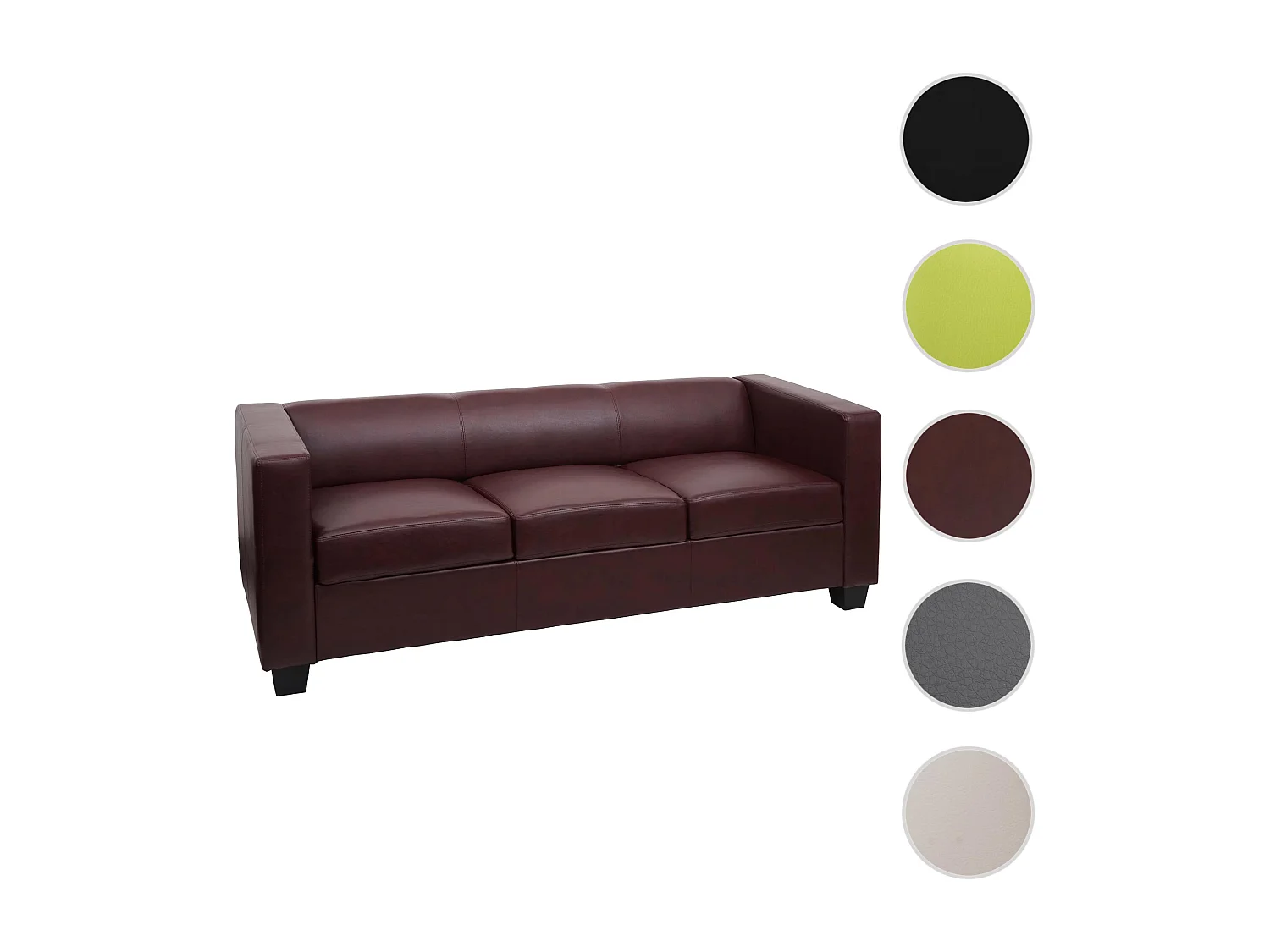 3-zitsbank Lille,  kunstleer, roodbruin