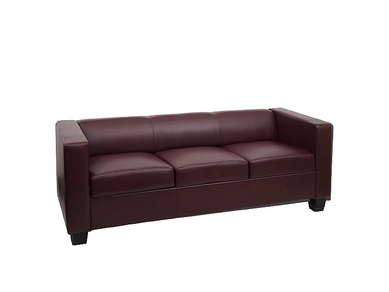 Divano sofa 3 posti lounge moderno elegante serie Lille M65 75x191x70cm ecopelle bordeaux