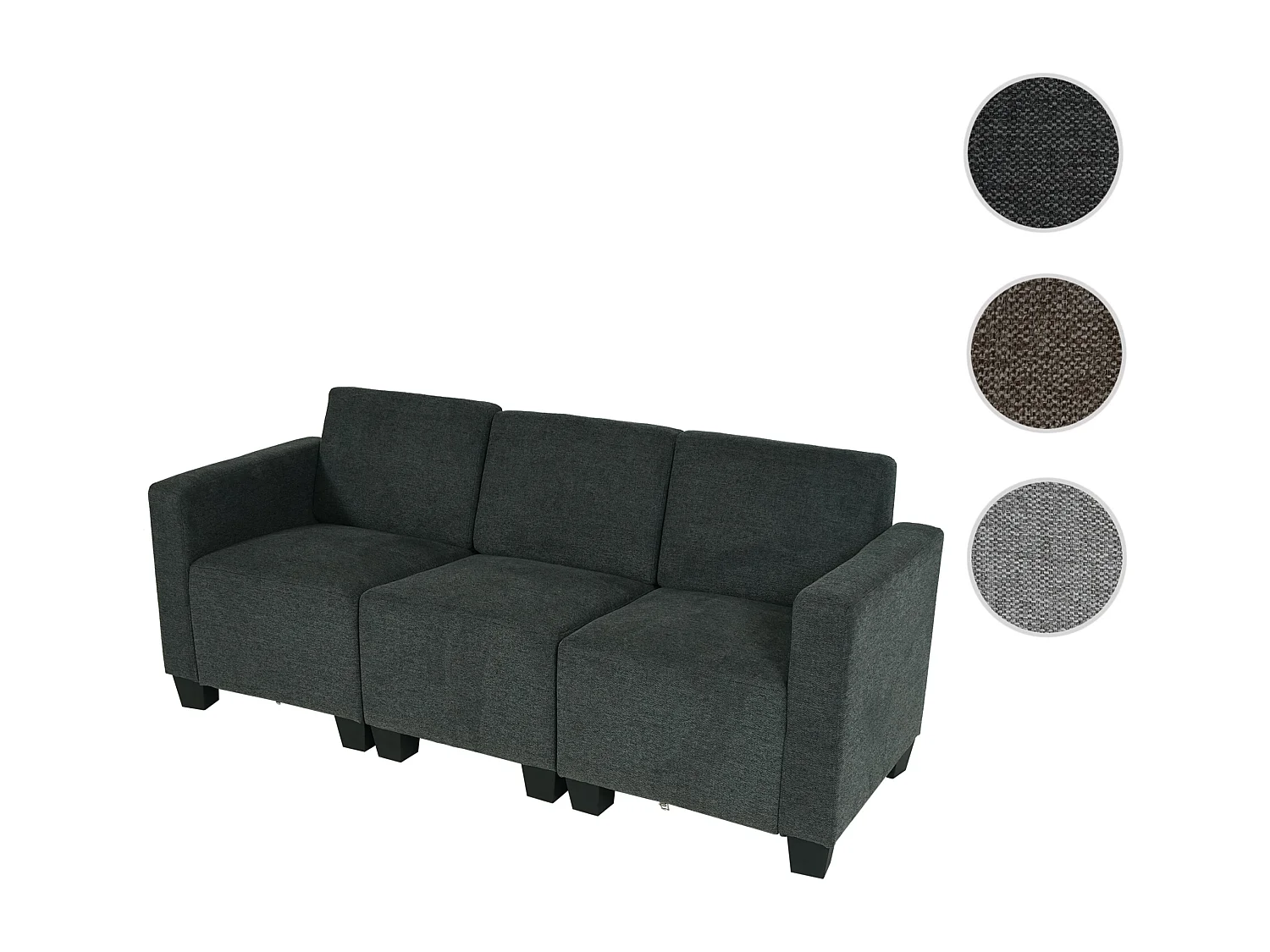 Canapé modulaire 3 places Moncalieri,  gris anthracite