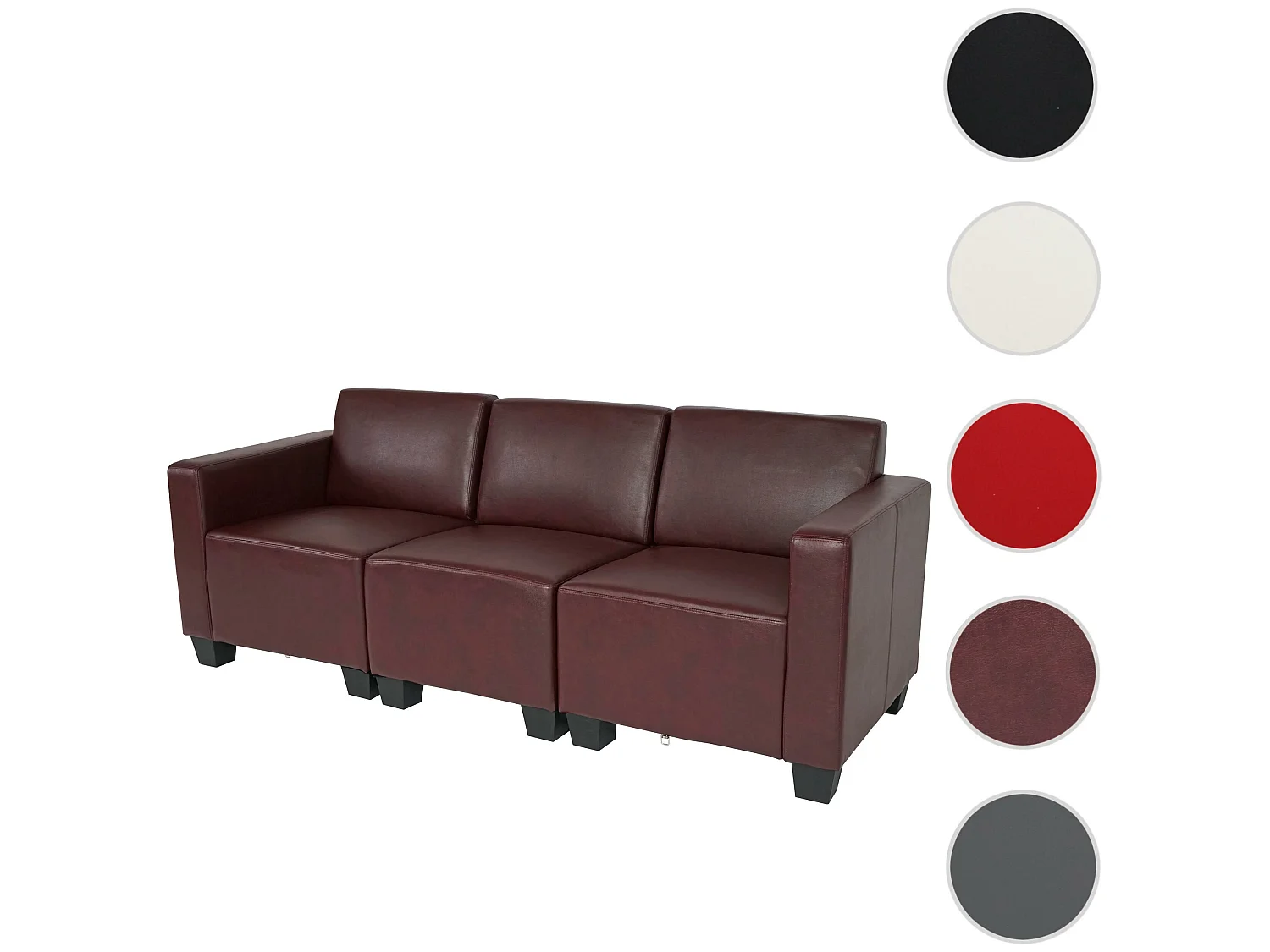 3-Sitzer Sofa Moncalieri, Rot-braun