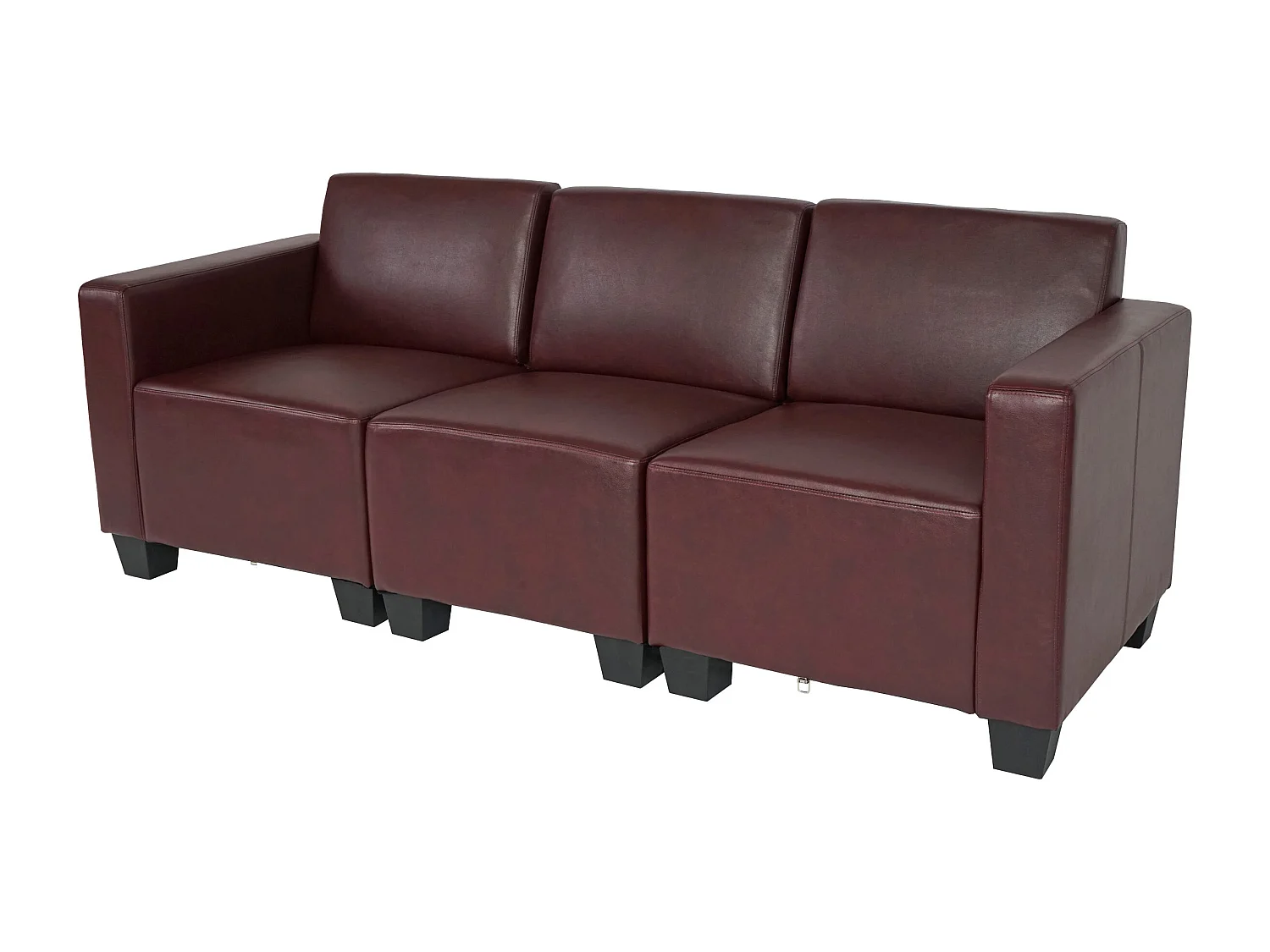 Canapé 3 places Moncalieri,  rouge-brun