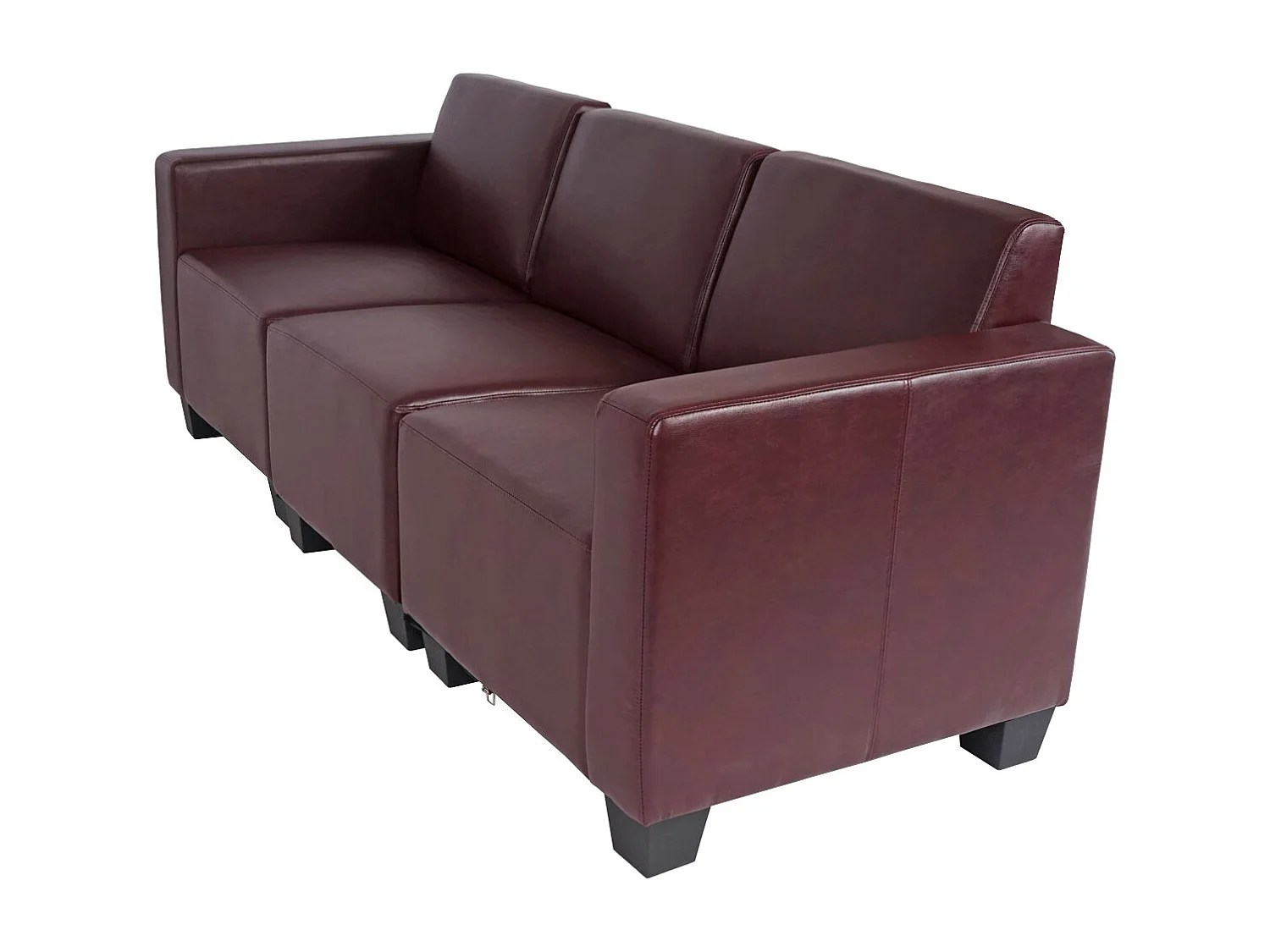 Canapé 3 places Moncalieri,  rouge-brun