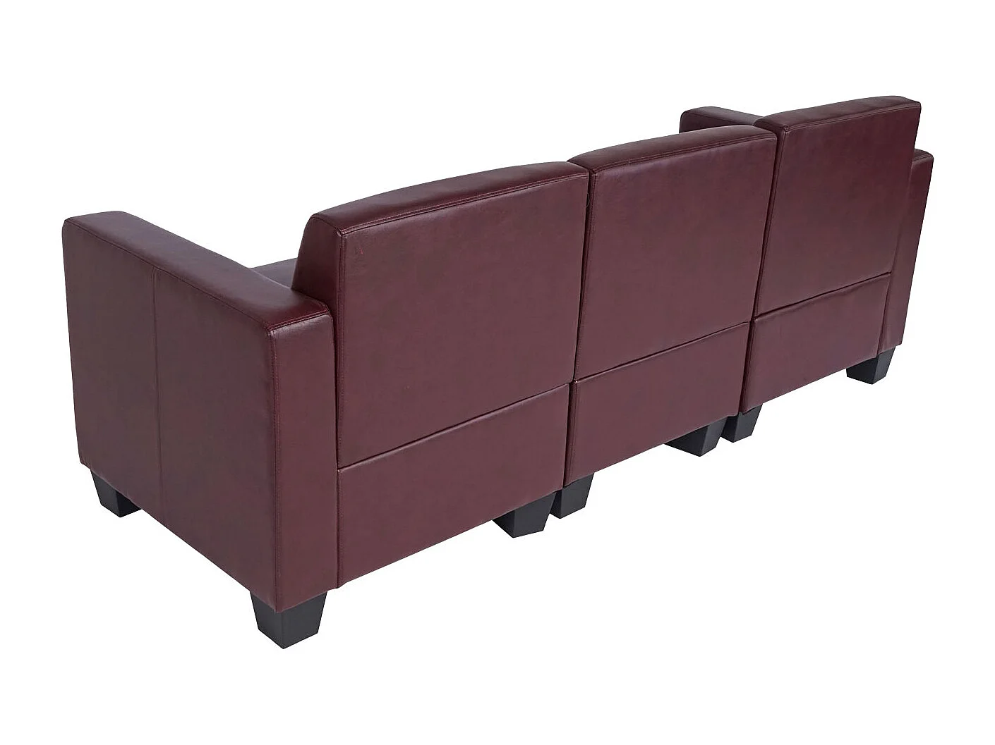 Canapé 3 places Moncalieri,  rouge-brun