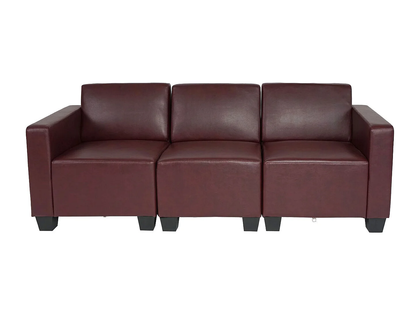 Canapé 3 places Moncalieri,  rouge-brun