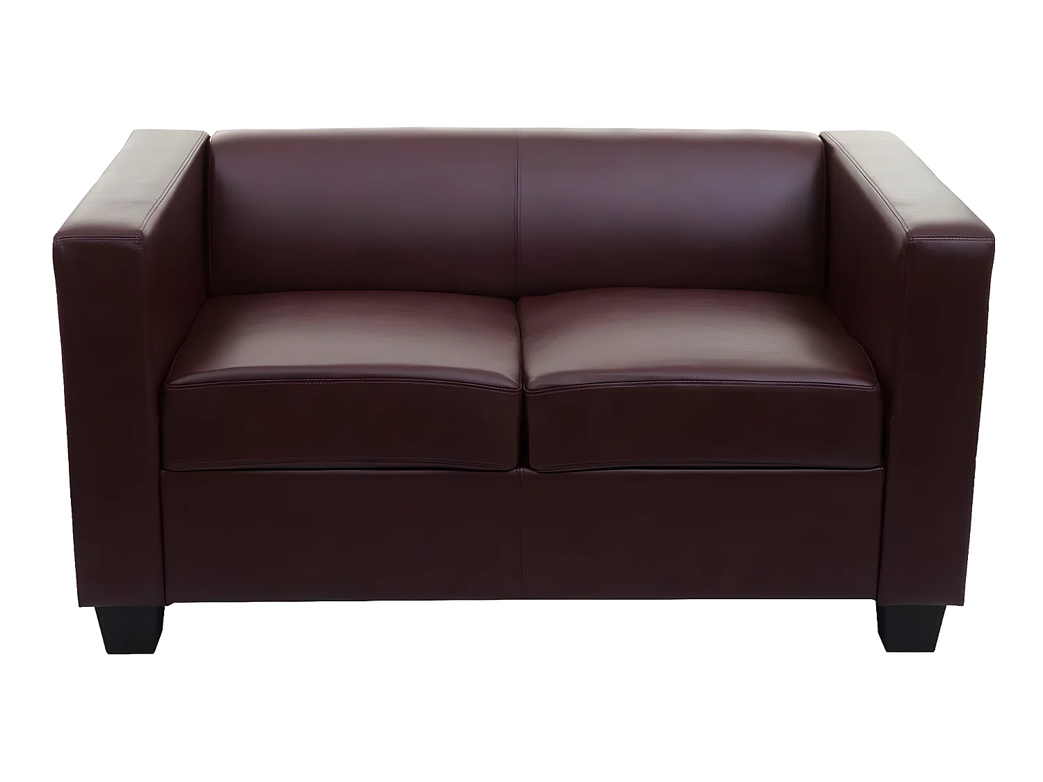 2er Sofa Lille, Kunstleder, rot-braun