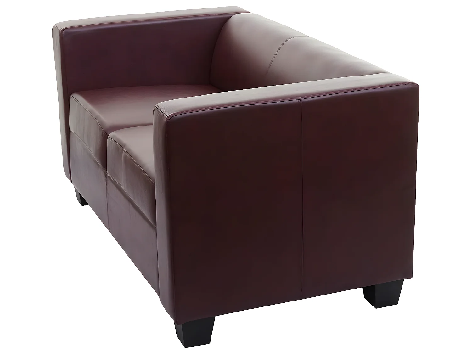 2er Sofa Lille, Kunstleder, rot-braun