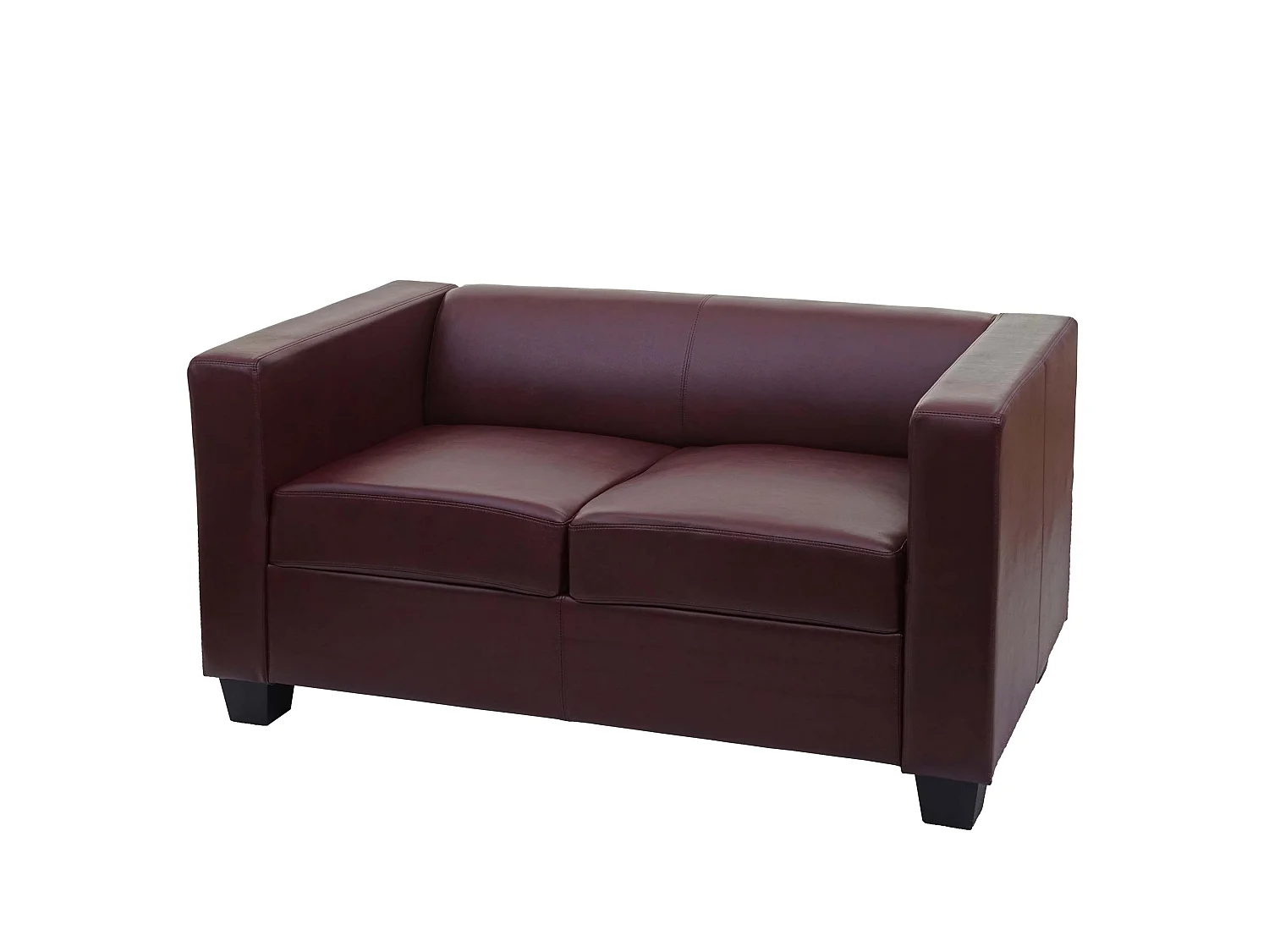 Divano sofa 2 posti lounge moderno elegante serie Lille M65 75x137x70cm ~ ecopelle bordeaux