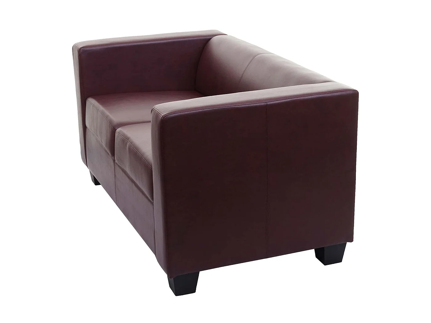 Divano sofa 2 posti lounge moderno elegante serie Lille M65 75x137x70cm ~ ecopelle bordeaux