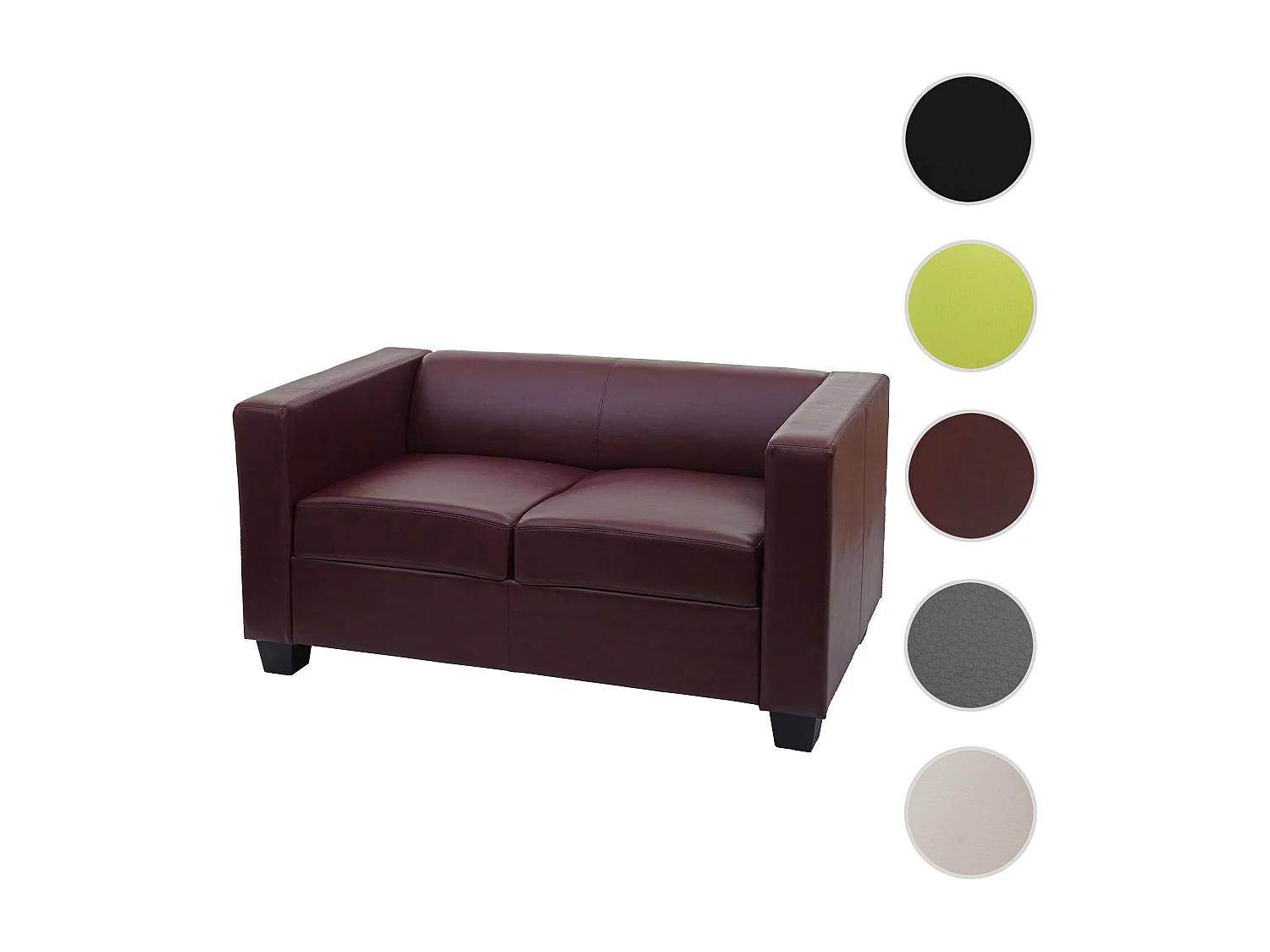 Divano sofa 2 posti lounge moderno elegante serie Lille M65 75x137x70cm ~ ecopelle bordeaux