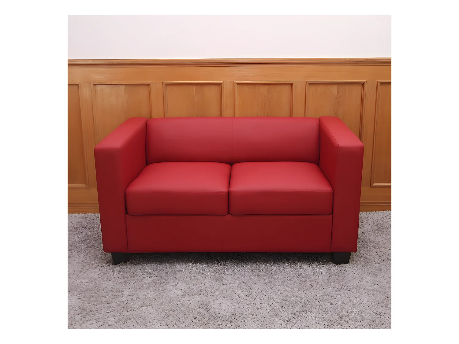 Sofa 2-osobowa Lille,  skóra, czerwony