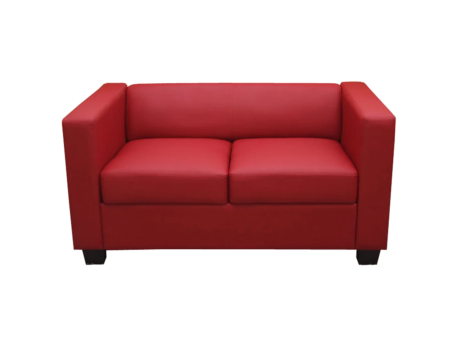 2er Sofa Couch Loungesofa Lille, Leder, rot