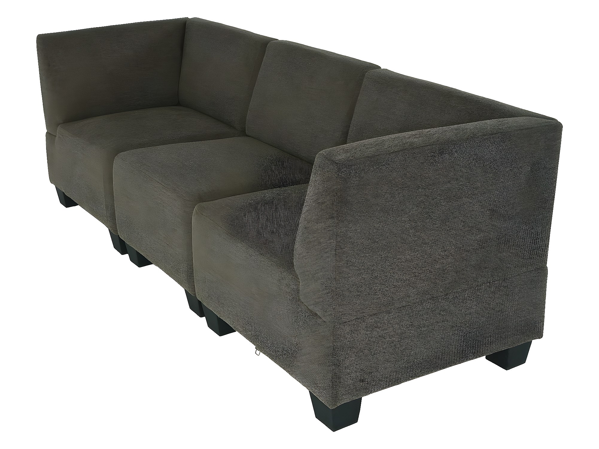 Canapé Modulaire 5 Places En Velours - Configuration Angle Ou Linéaire - Mousse Mémoire De Forme - Gris