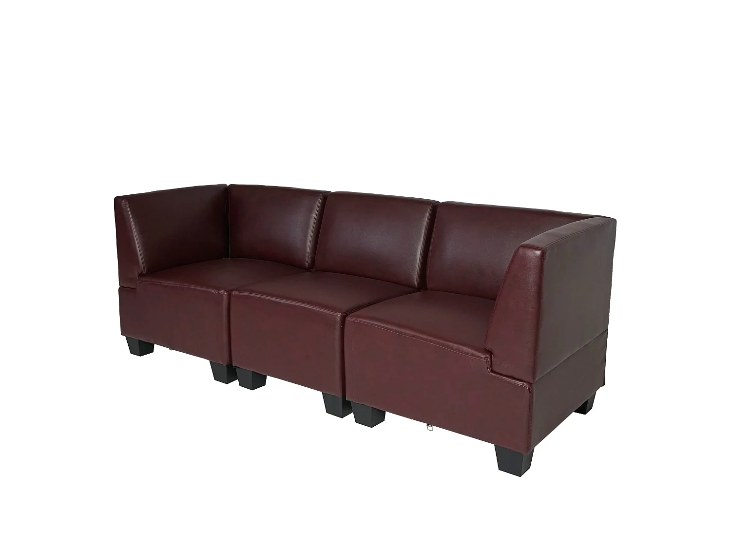 Modular Canapé 3 places Moncalieri,  rouge-brun, accoudoirs hauts