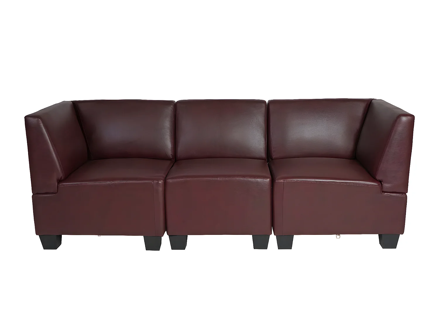 Modular Canapé 3 places Moncalieri,  rouge-brun, accoudoirs hauts