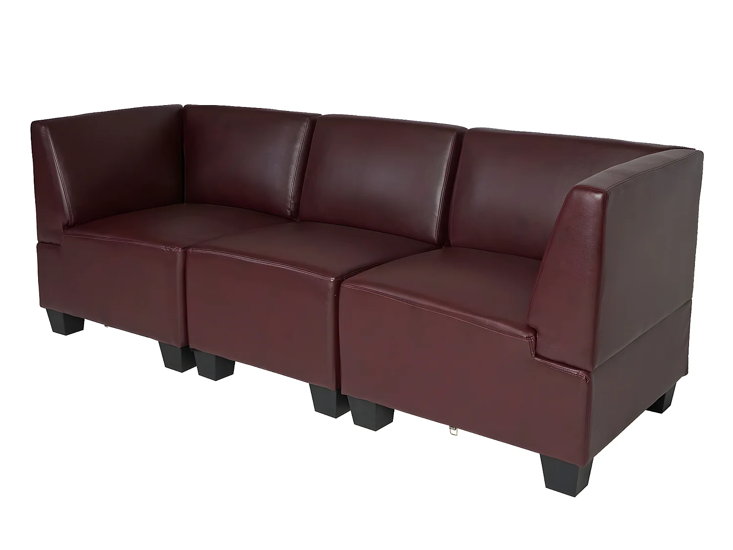 Modular Canapé 3 places Moncalieri,  rouge-brun, accoudoirs hauts