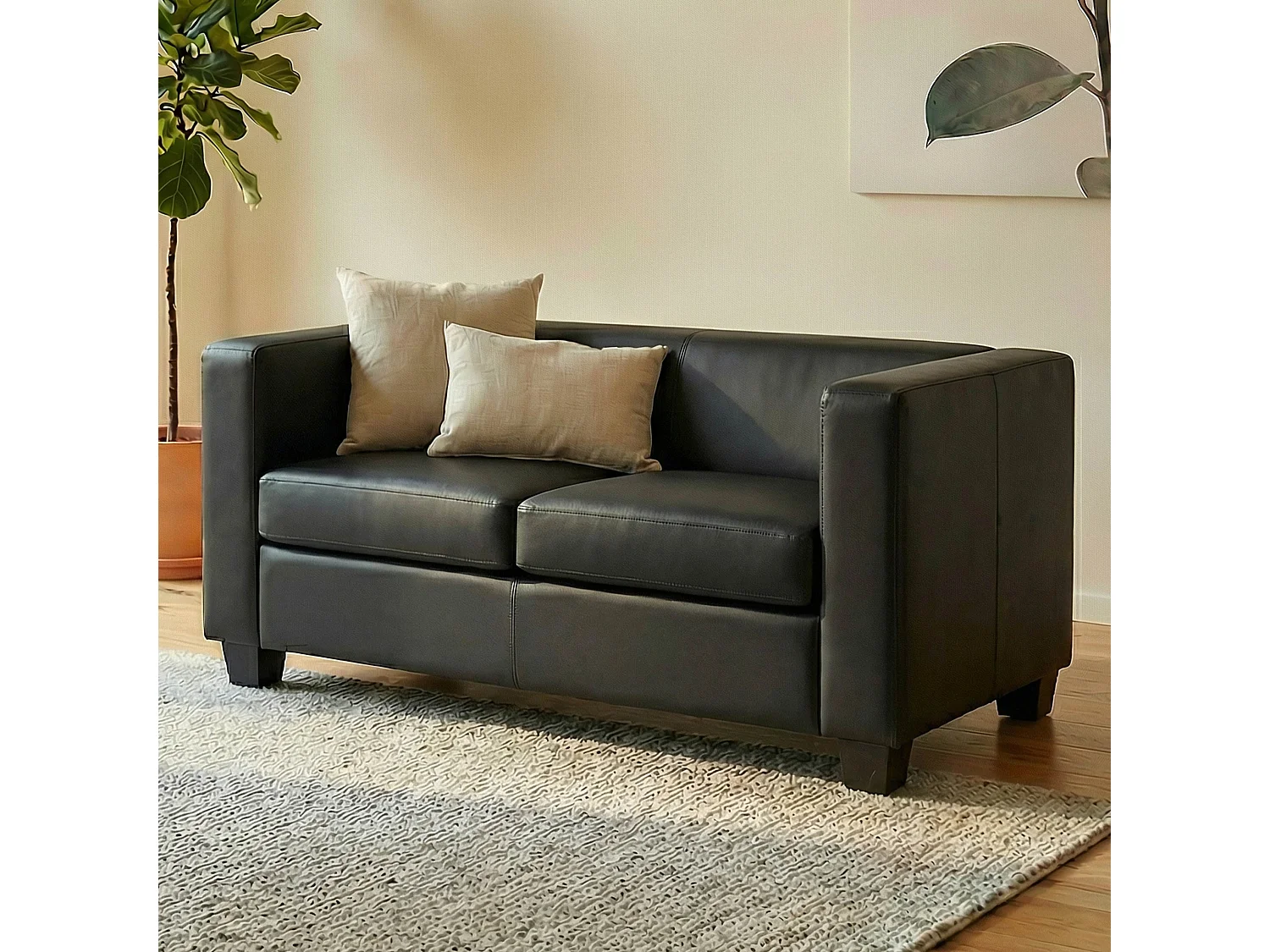 2er Sofa Lille, Schwarz