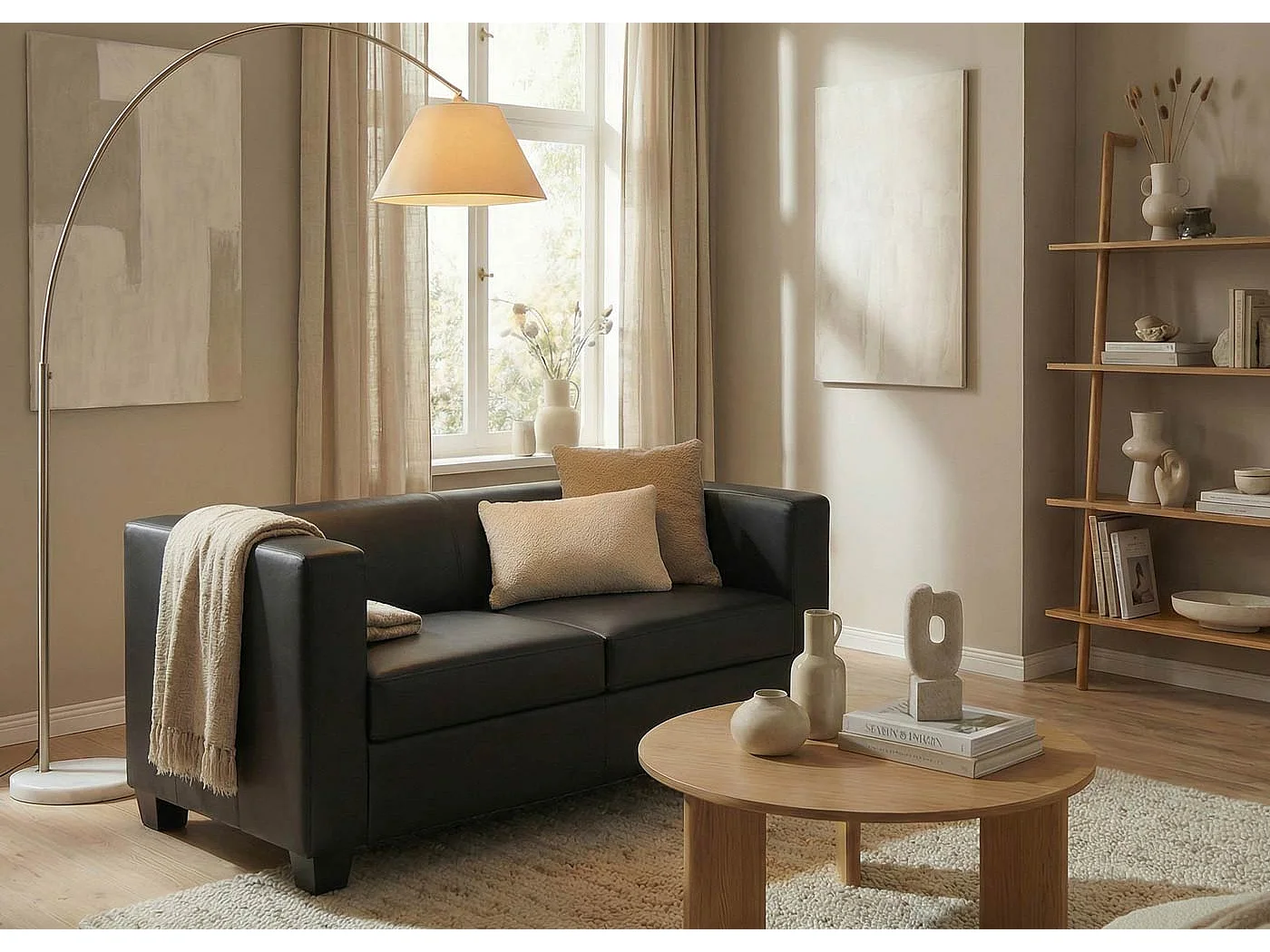 2er Sofa Lille, Schwarz