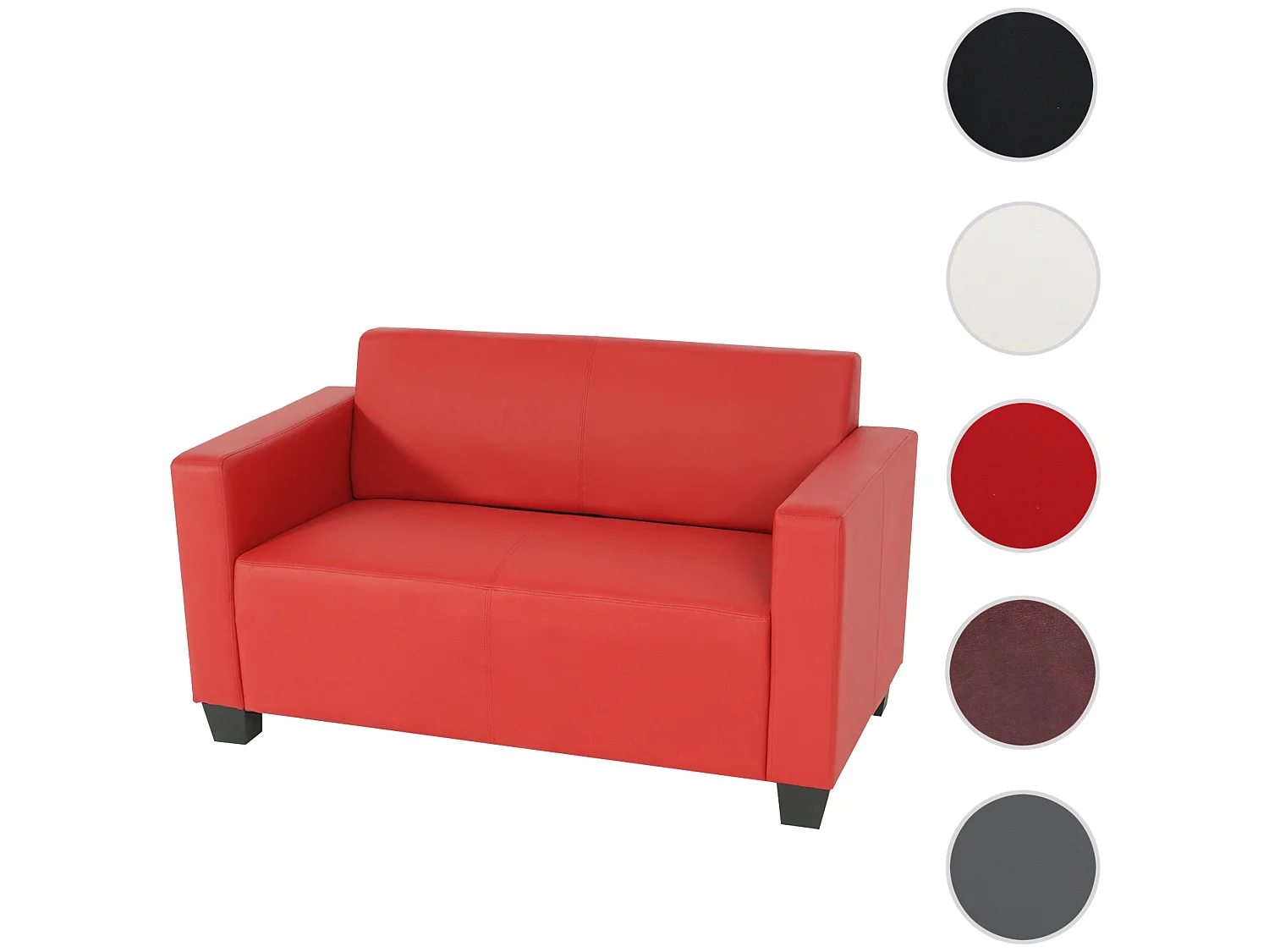 Sofa 2-osobowa Moncalieri imitacja skóry,  czerwony