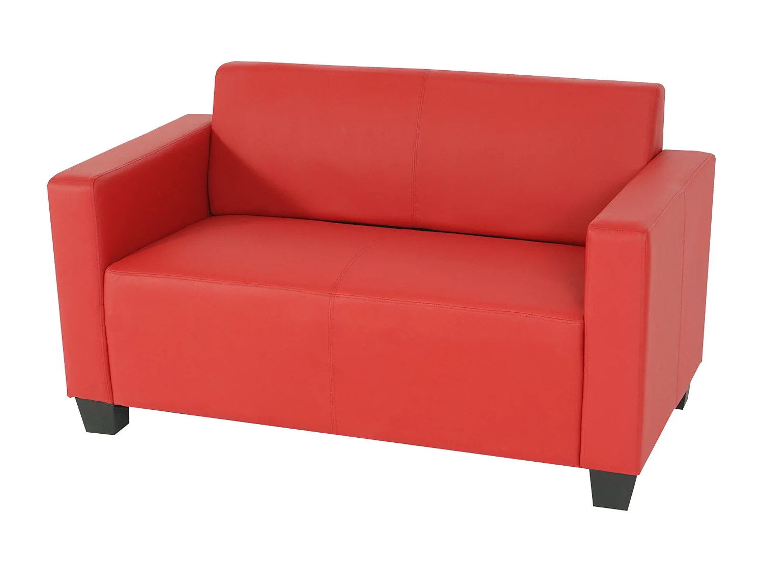 Sofa dwuosobowa Moncalieri ze sztucznej skóry,  czerwona