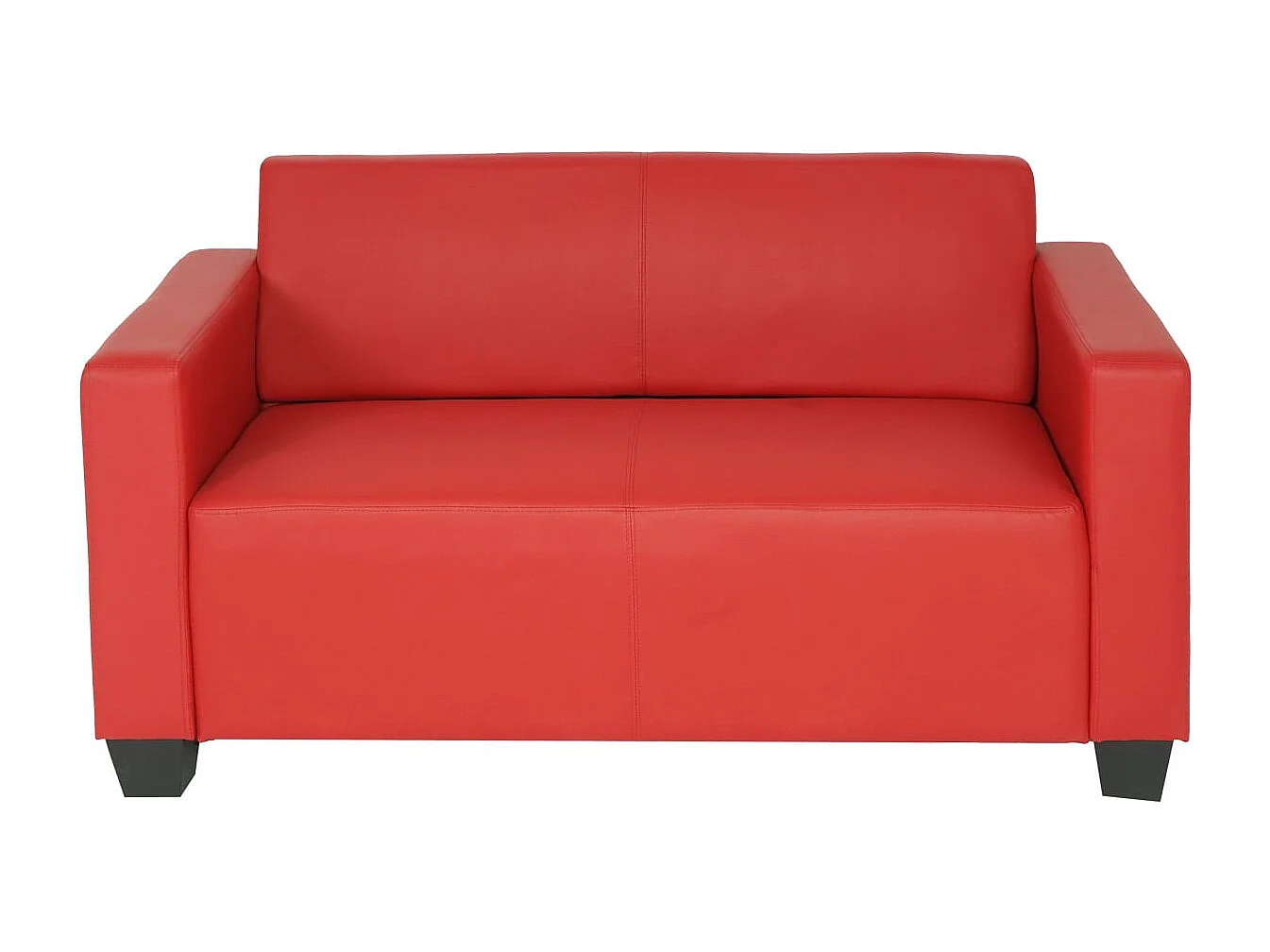 Sofa dwuosobowa Moncalieri ze sztucznej skóry,  czerwona