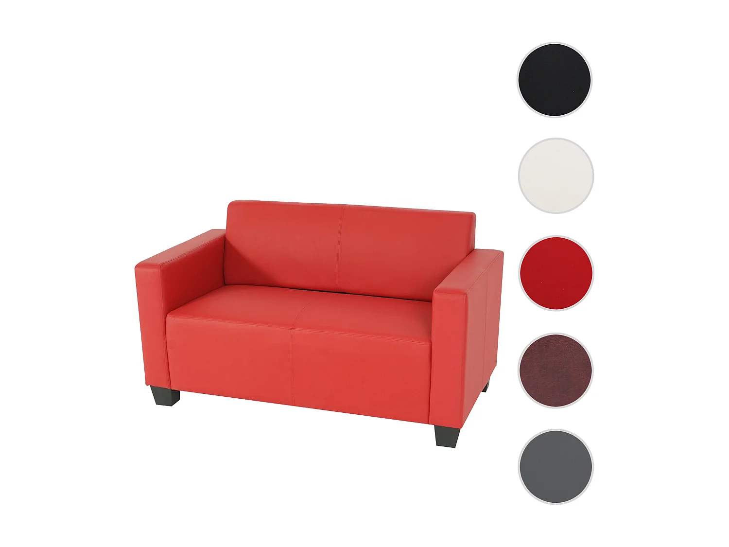 Sofa dwuosobowa Moncalieri ze sztucznej skóry,  czerwona