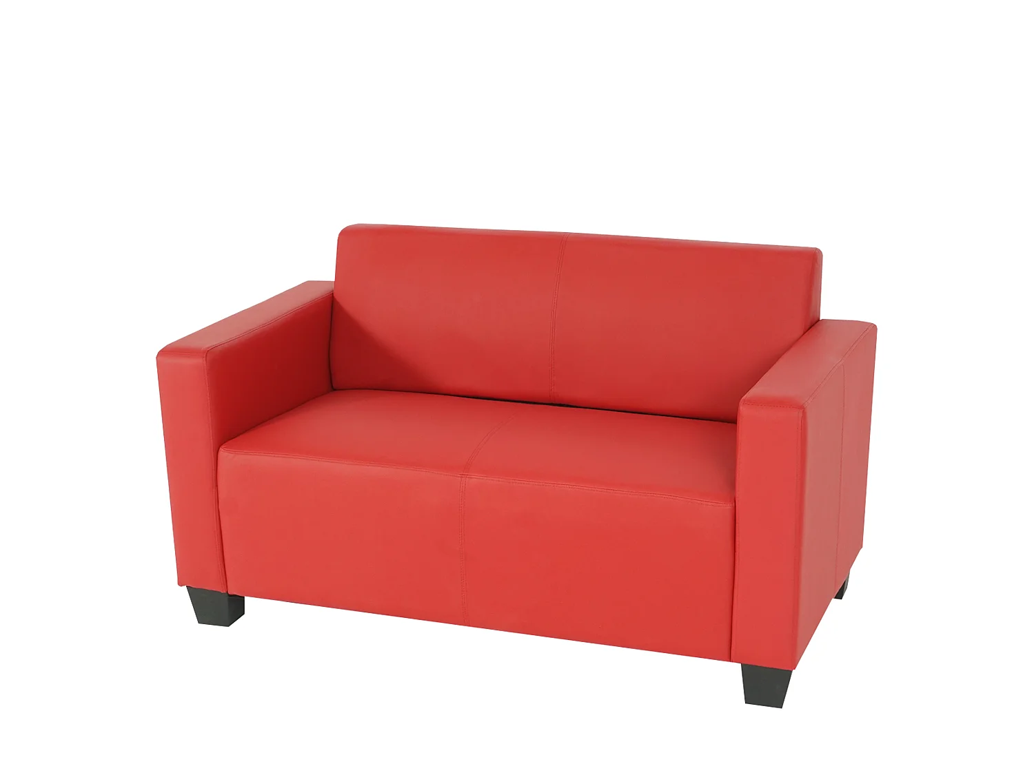 Sofa dwuosobowa Moncalieri ze sztucznej skóry,  czerwona