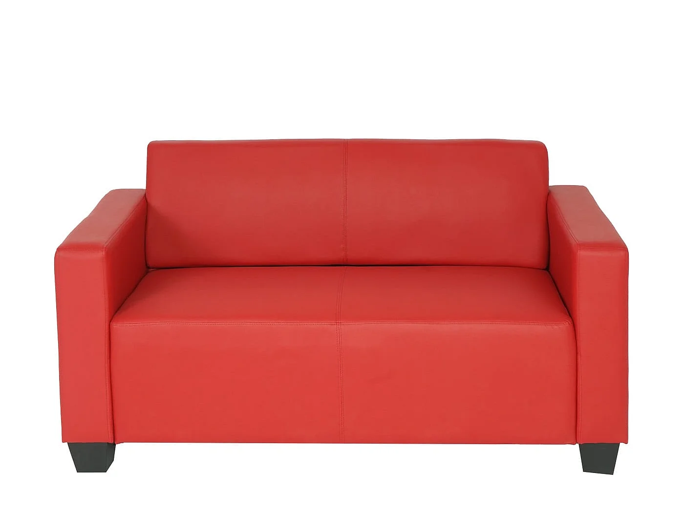 Sofa dwuosobowa Moncalieri ze sztucznej skóry,  czerwona