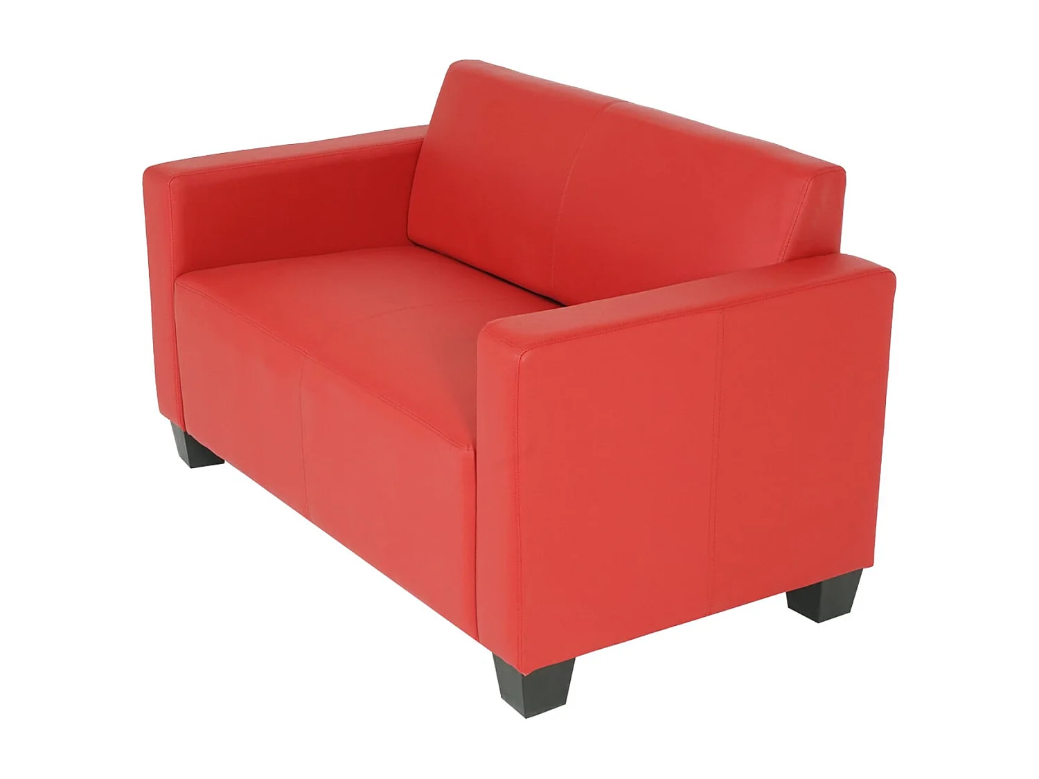 Sofa dwuosobowa Moncalieri ze sztucznej skóry,  czerwona