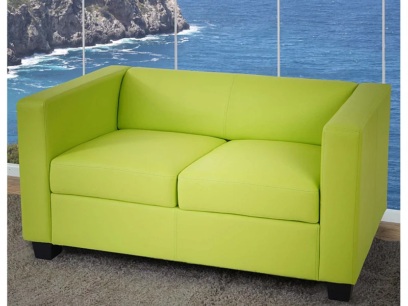Sofa 2-osobowa Lille,  imitacja skóry, jasnozielony