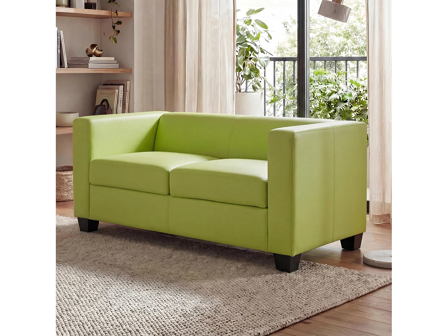 Sofa dwuosobowa Lille,  sztuczna skóra, jasnozielona