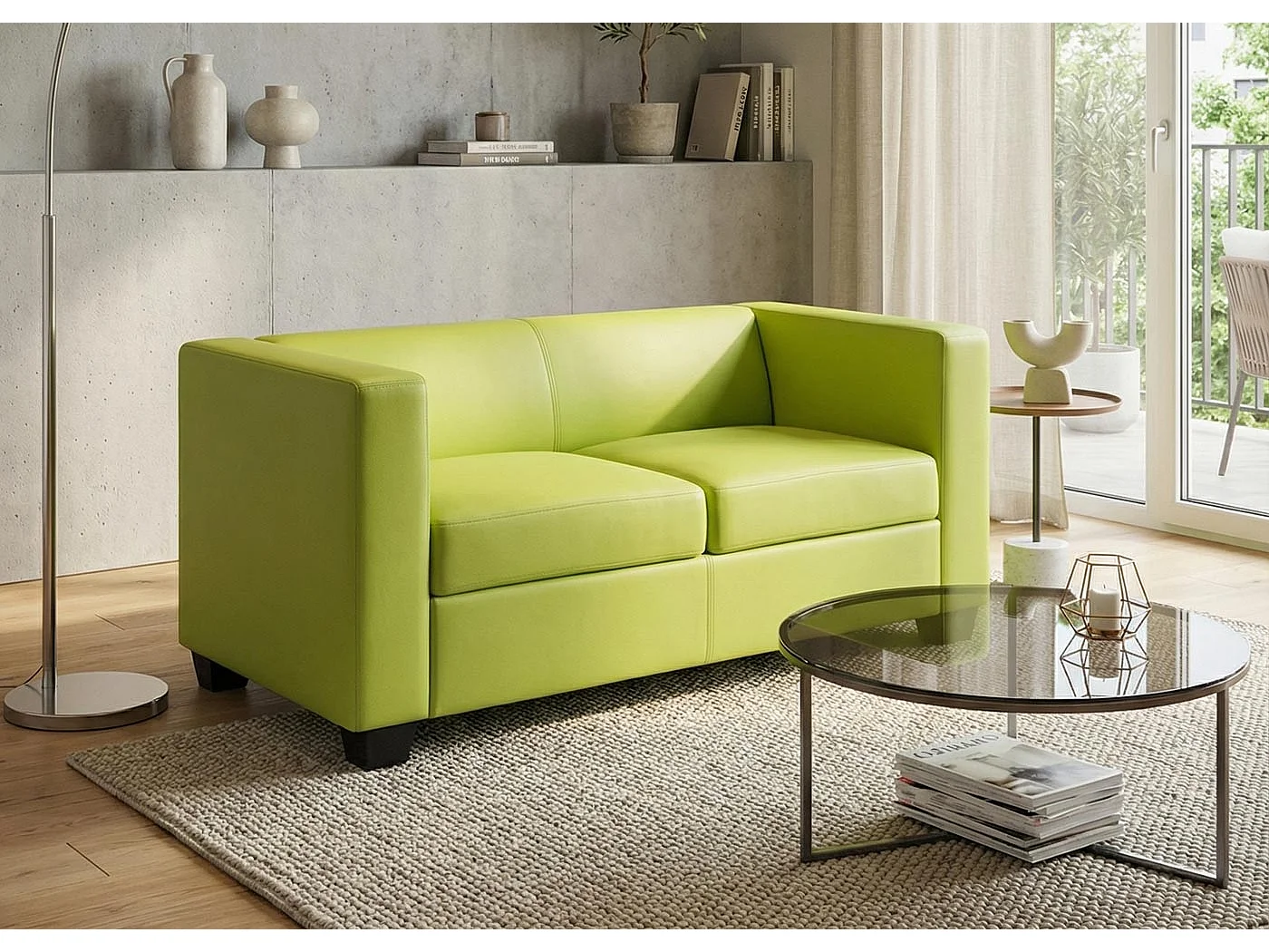 Sofa dwuosobowa Lille,  sztuczna skóra, jasnozielona