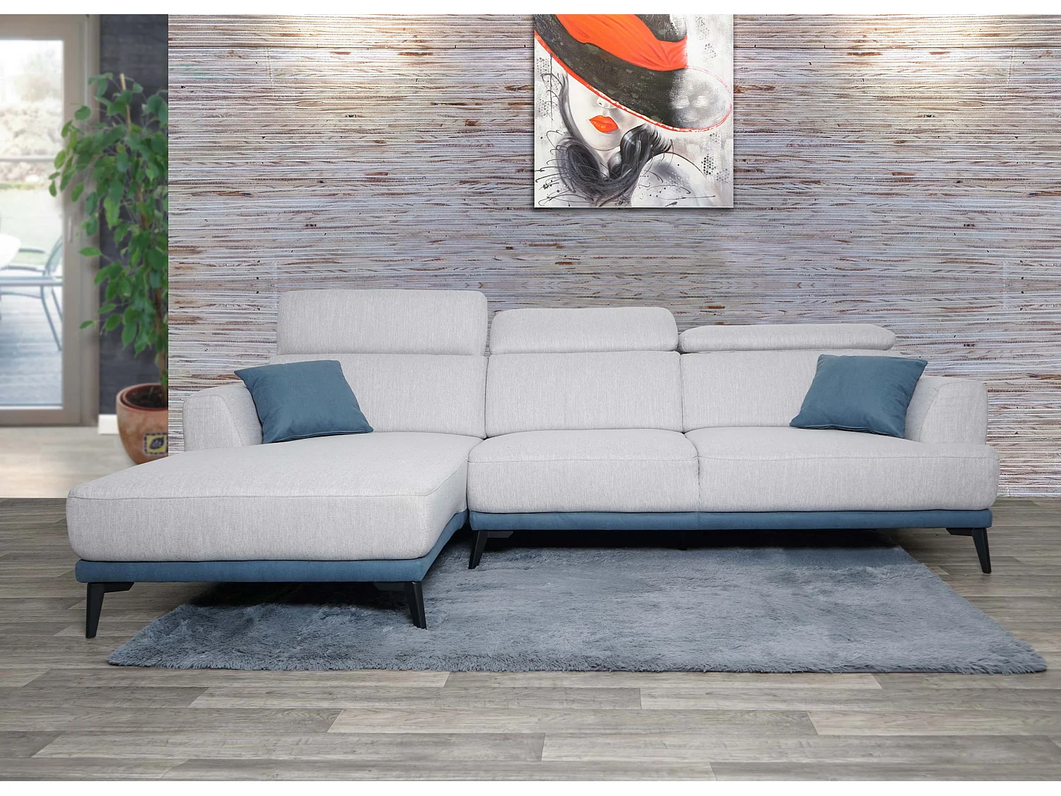 Bank MCW-G44 L-vorm,  links, lichtgrijs