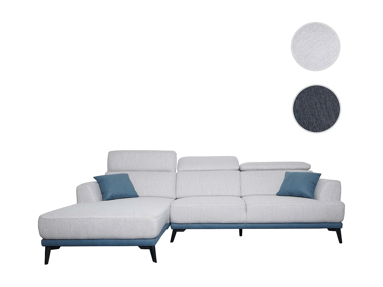 Sofa MCW-G44 L-Form, Links, hellgrau