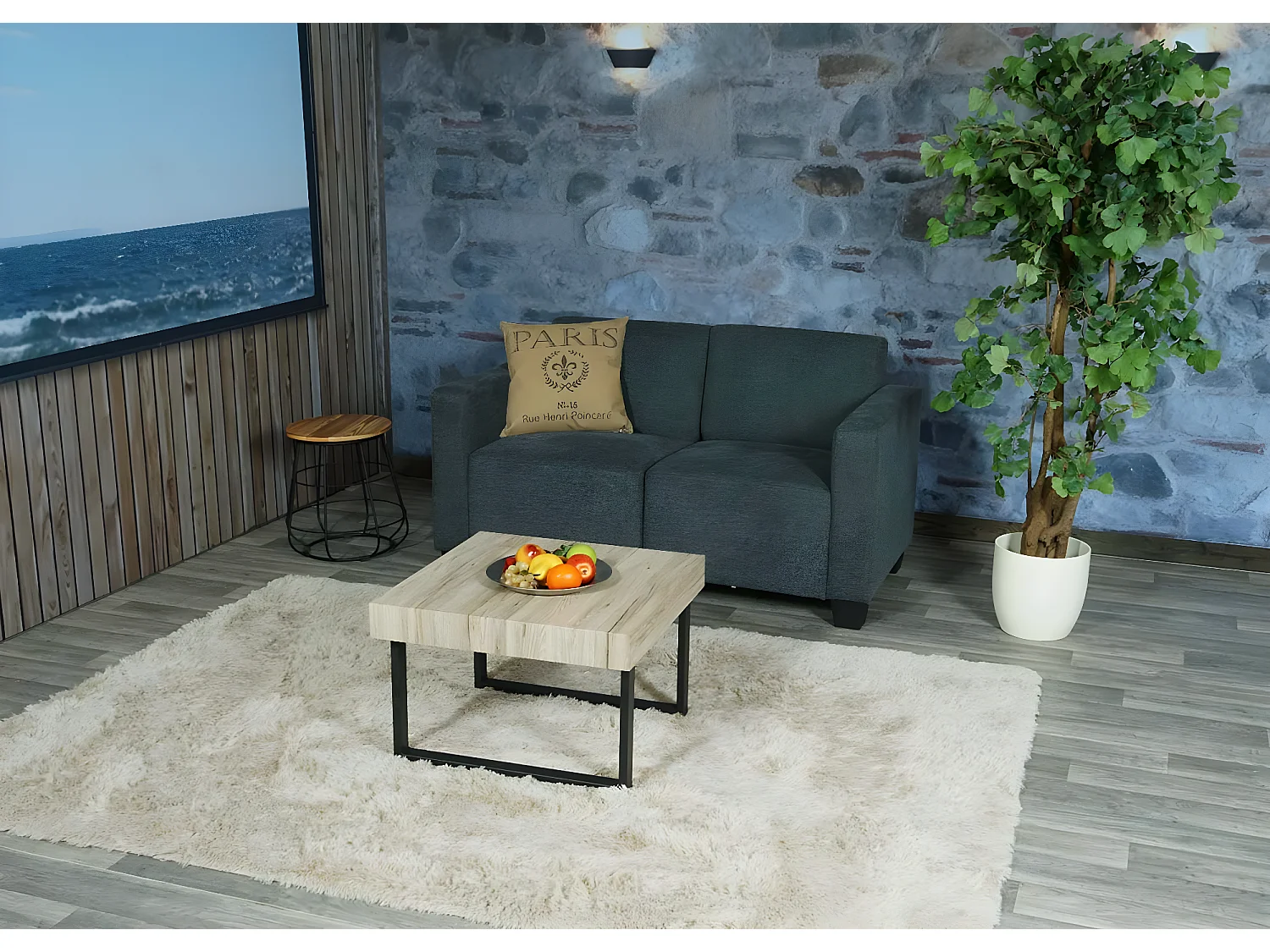 Modulaire 2-zitsbank Moncalieri,  antracietgrijs