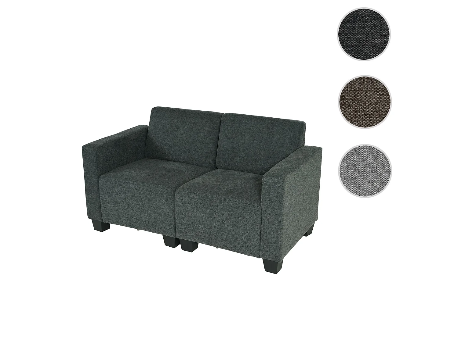 Modulaire 2-zitsbank Moncalieri,  antracietgrijs