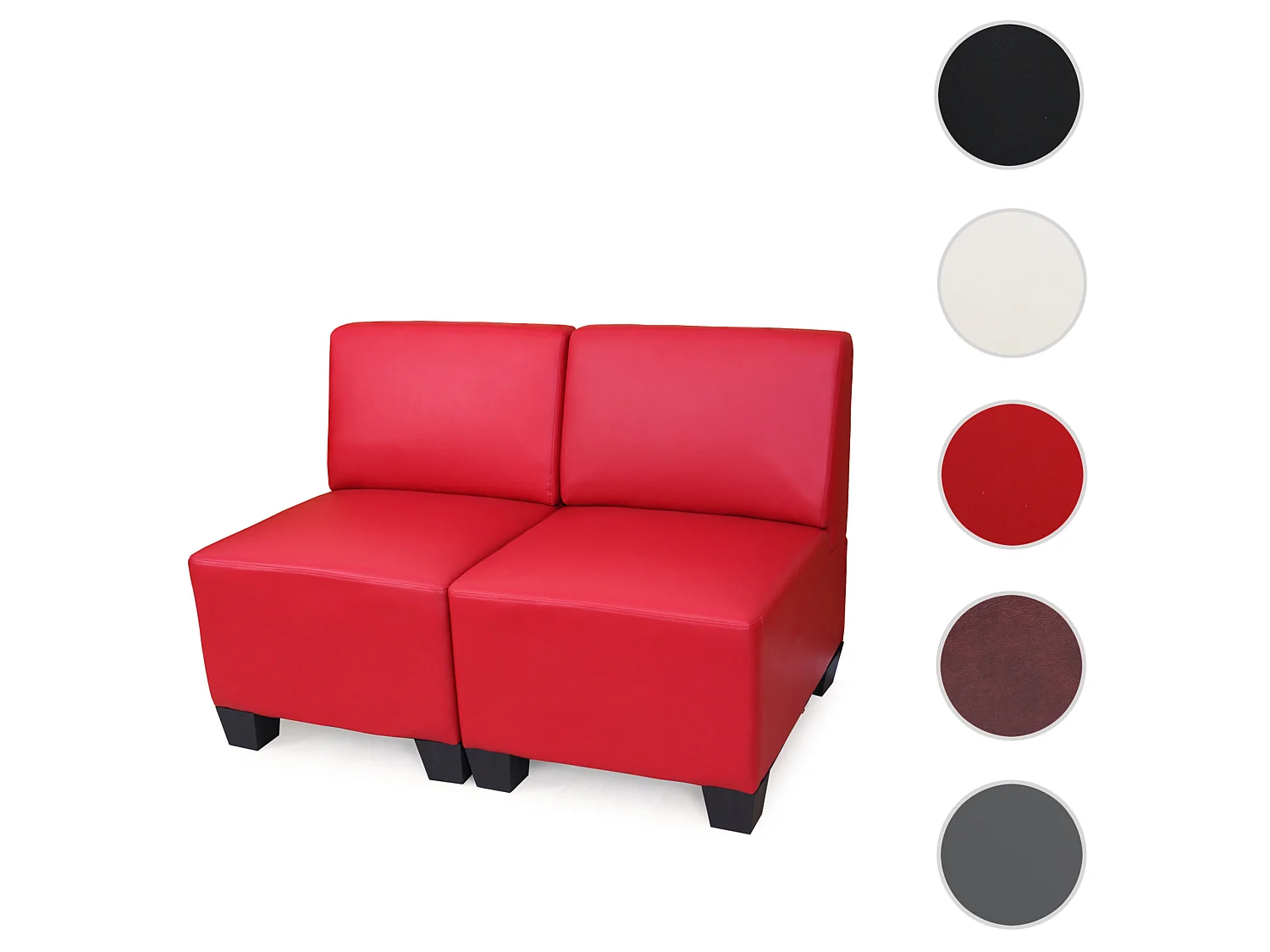 2-Sitzer Moncalieri, Rot, ohne Armlehnen