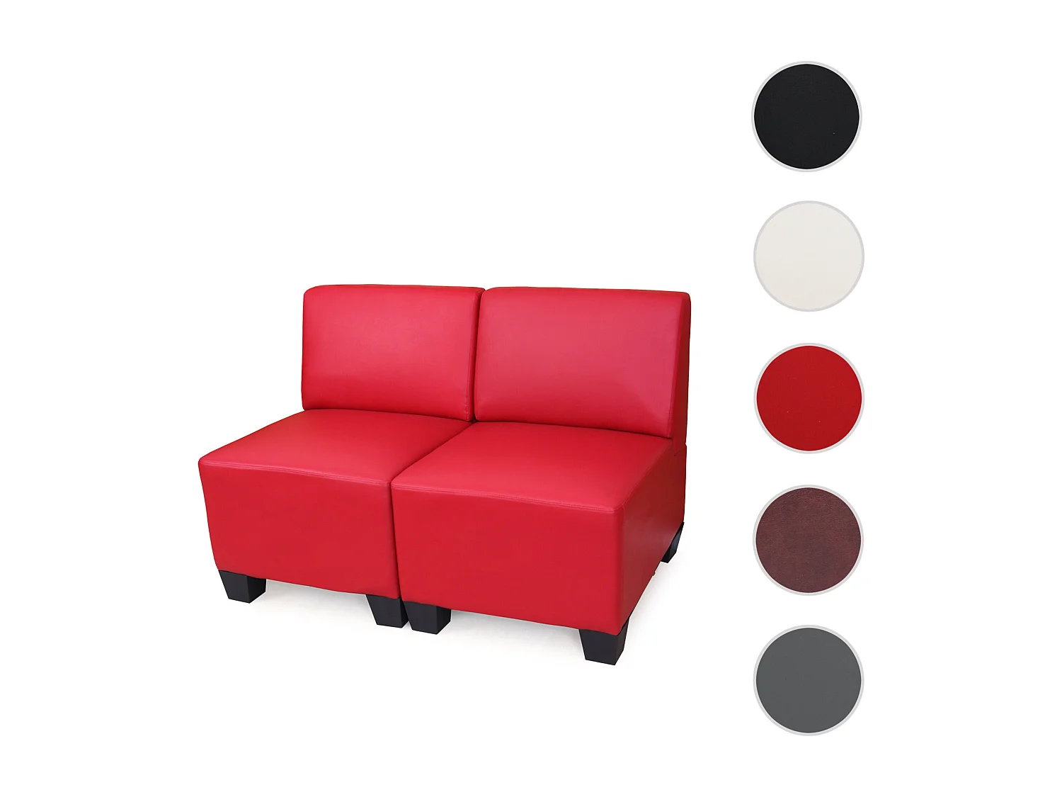 2-seater Moncalieri,  red, without armrests