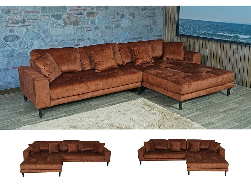 Hoekbank MCW-J54,  fluweel roestrood