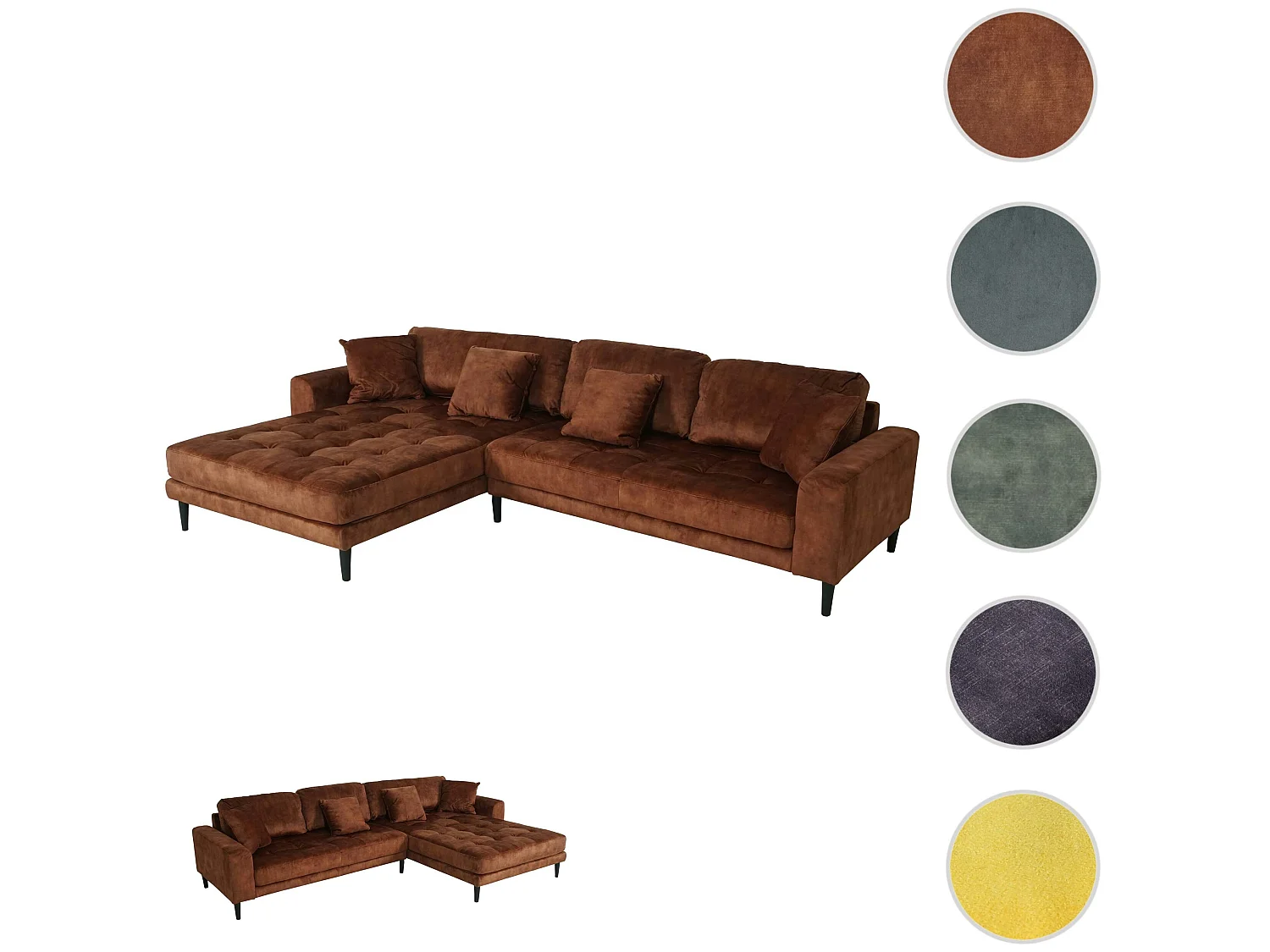 Ecksofa MCW-J54, Samt rost-rot