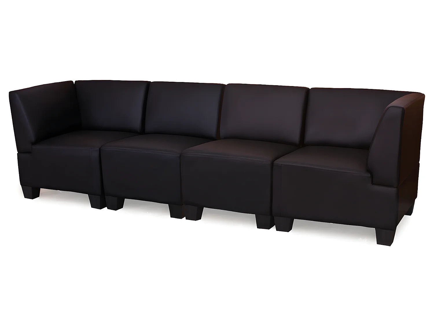 Salotto modulare componibile lounge moderno Lione N71 ecopelle divano 4 posti alto nero