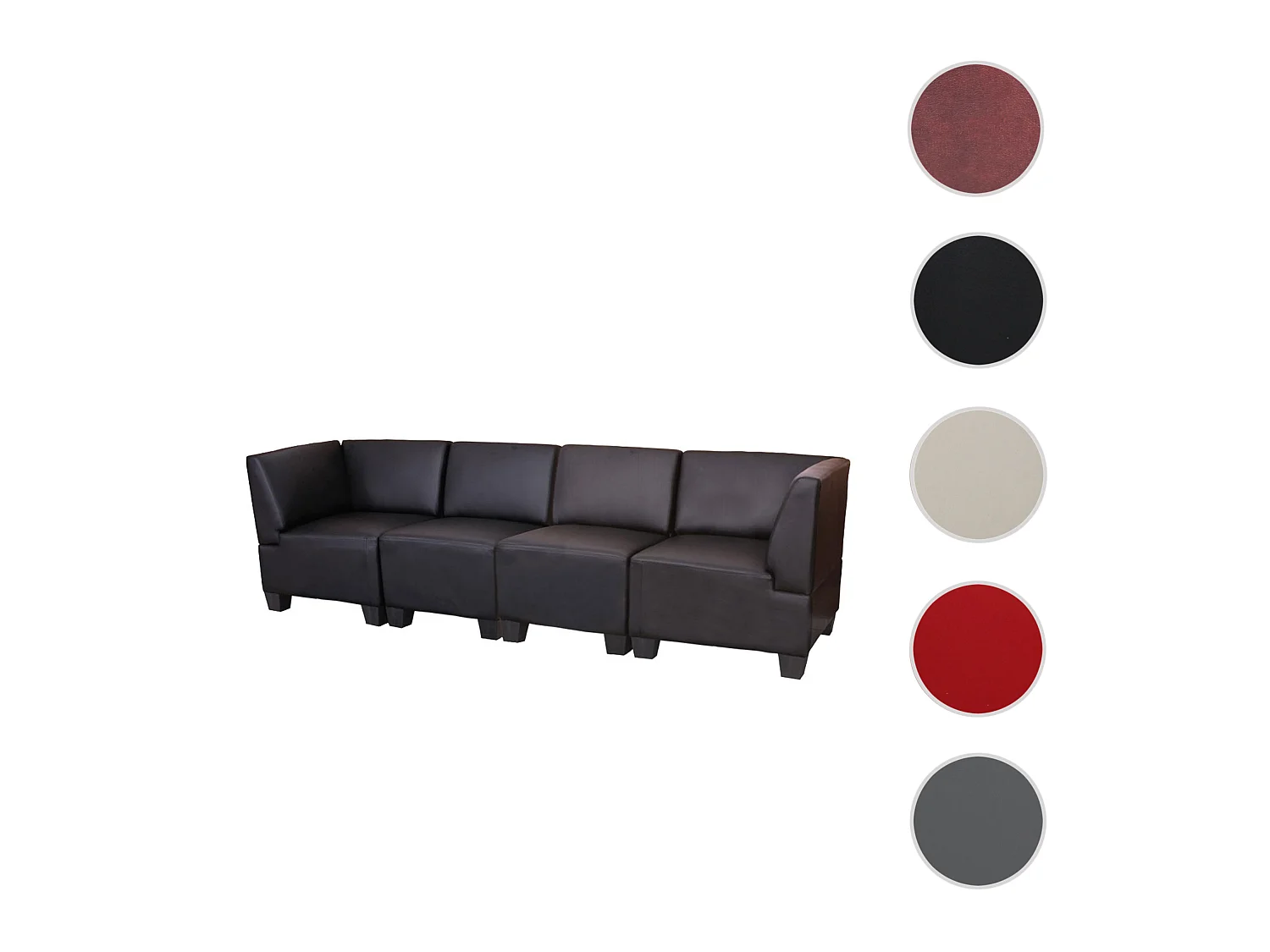 Salotto modulare componibile lounge moderno Lione N71 ecopelle divano 4 posti alto nero