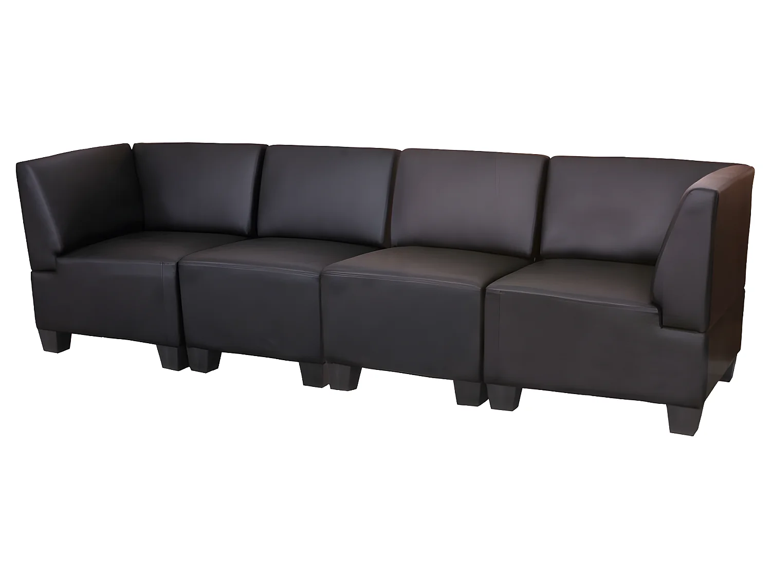 Modulaire 4 places Moncalieri,  noir, accoudoirs hauts