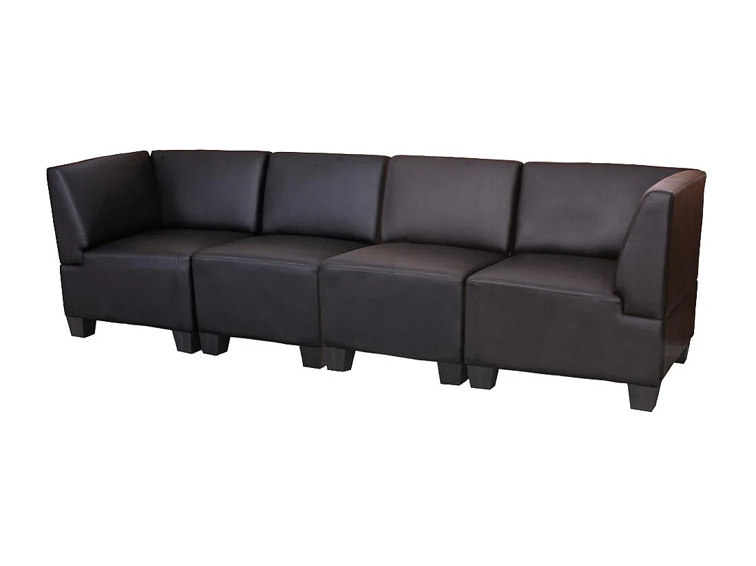 Modulaire 4 places Moncalieri,  noir, accoudoirs hauts