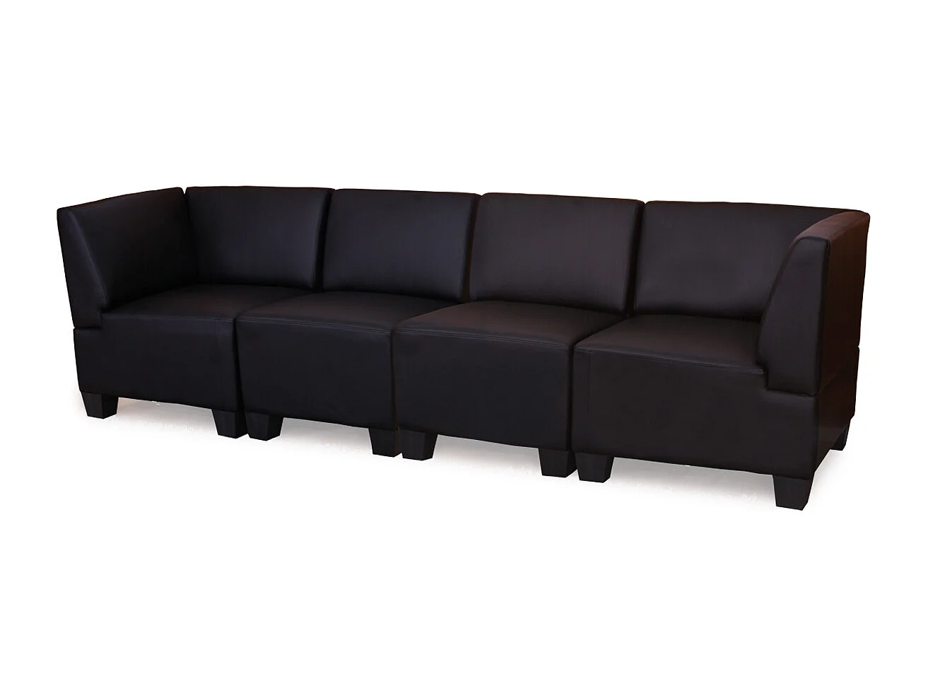 Modular de 4 plazas Moncalieri,  negro, reposabrazos altos