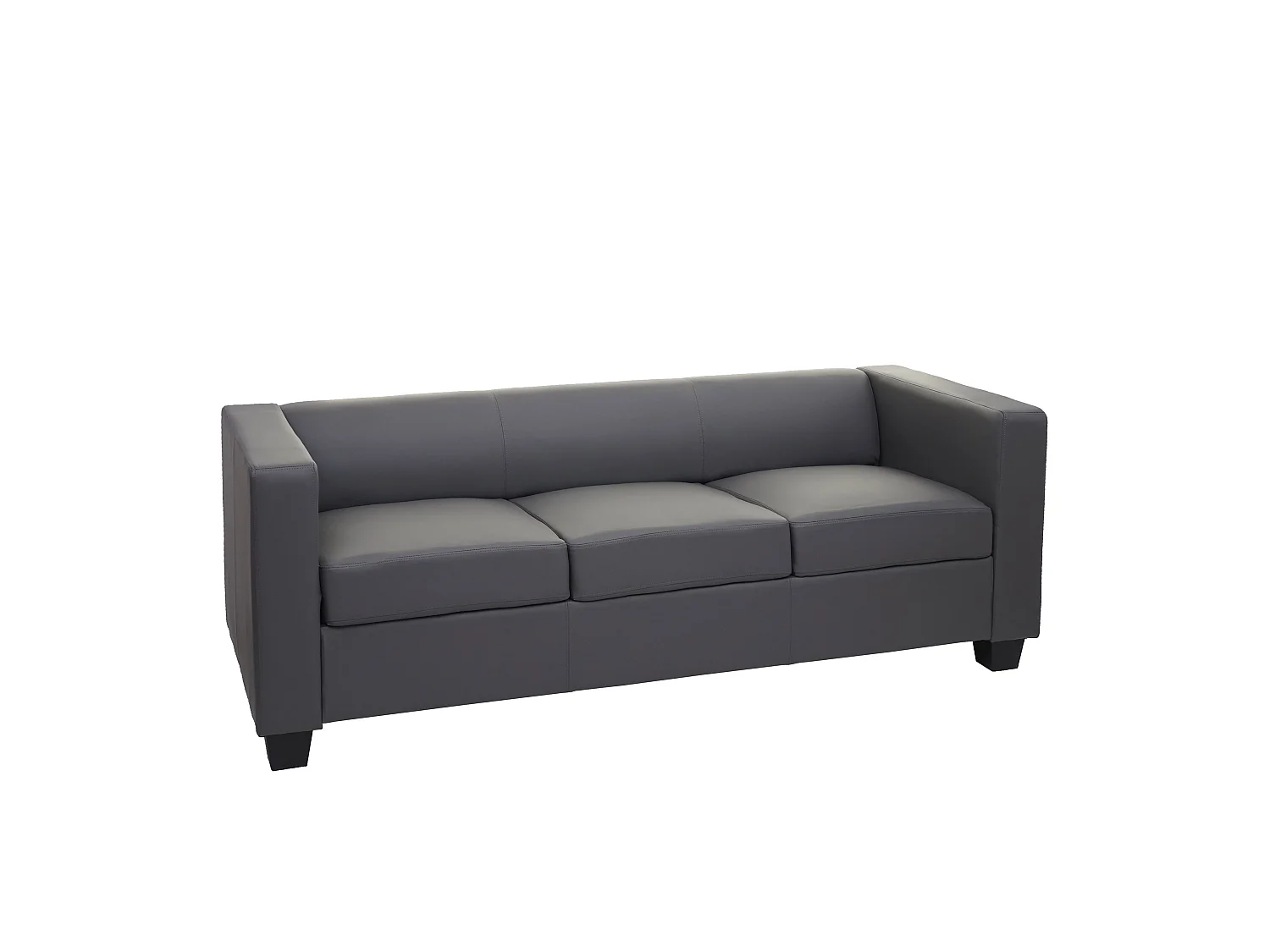 Sofa 3-osobowa Lille,  imitacja skóry, ciemnoszary