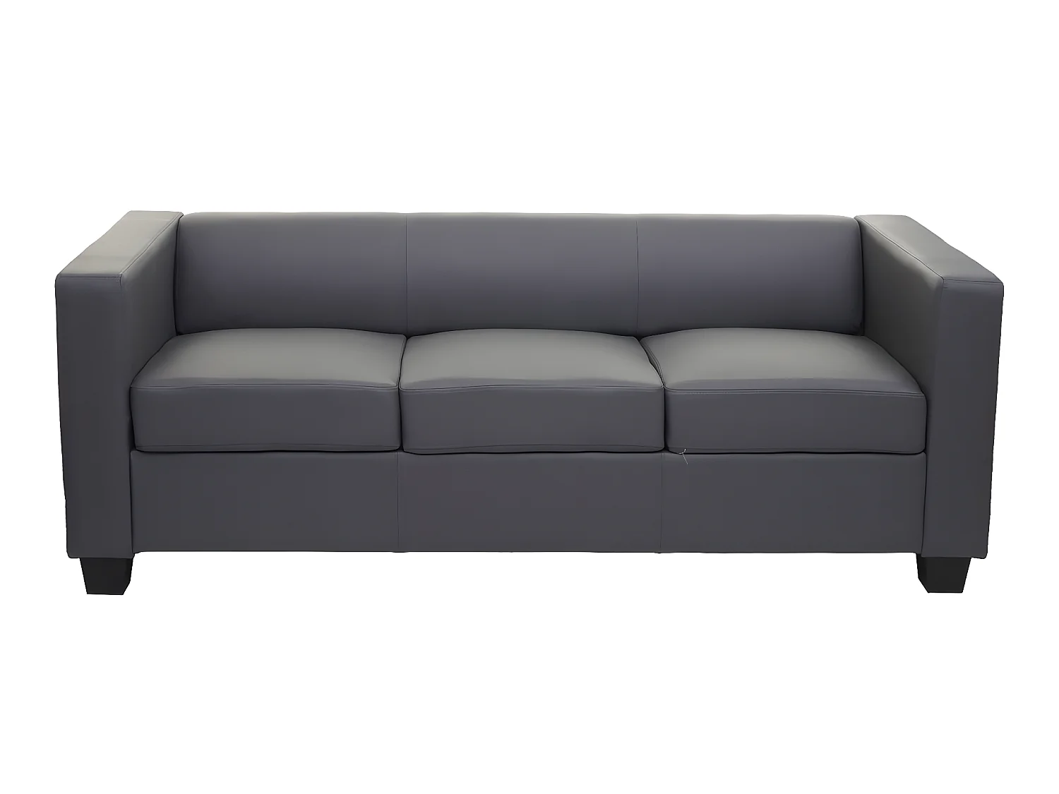 Sofa 3-osobowa Lille,  imitacja skóry, ciemnoszary