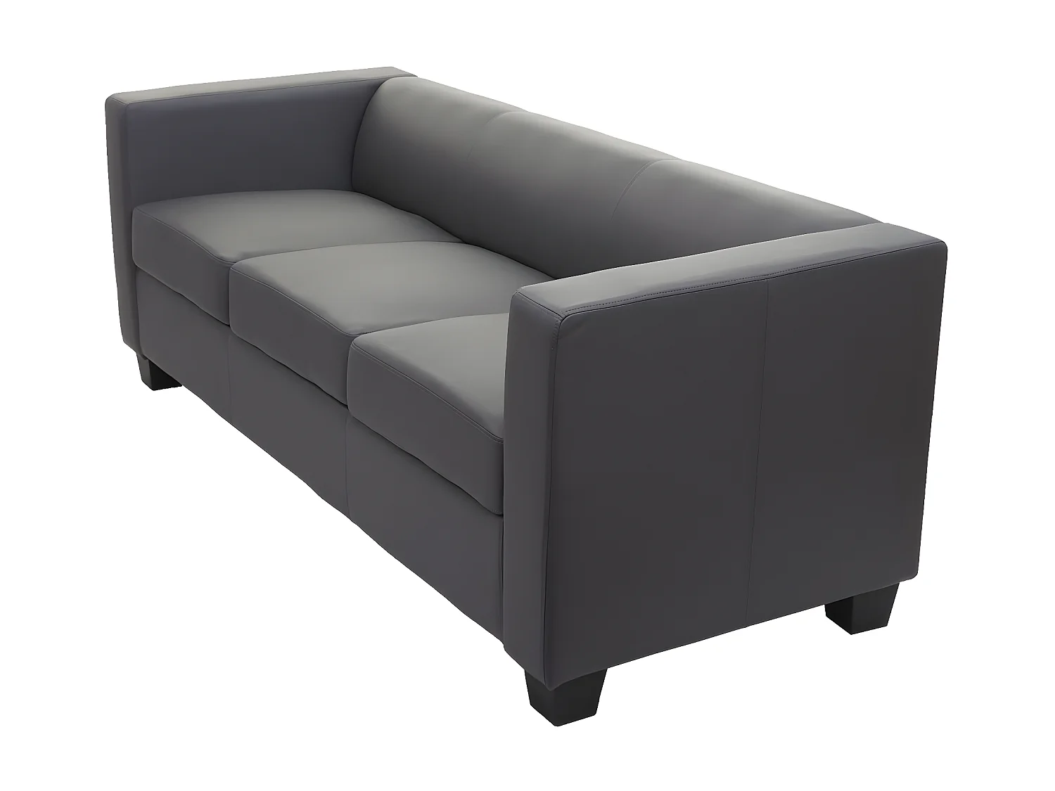 Sofa 3-osobowa Lille,  imitacja skóry, ciemnoszary